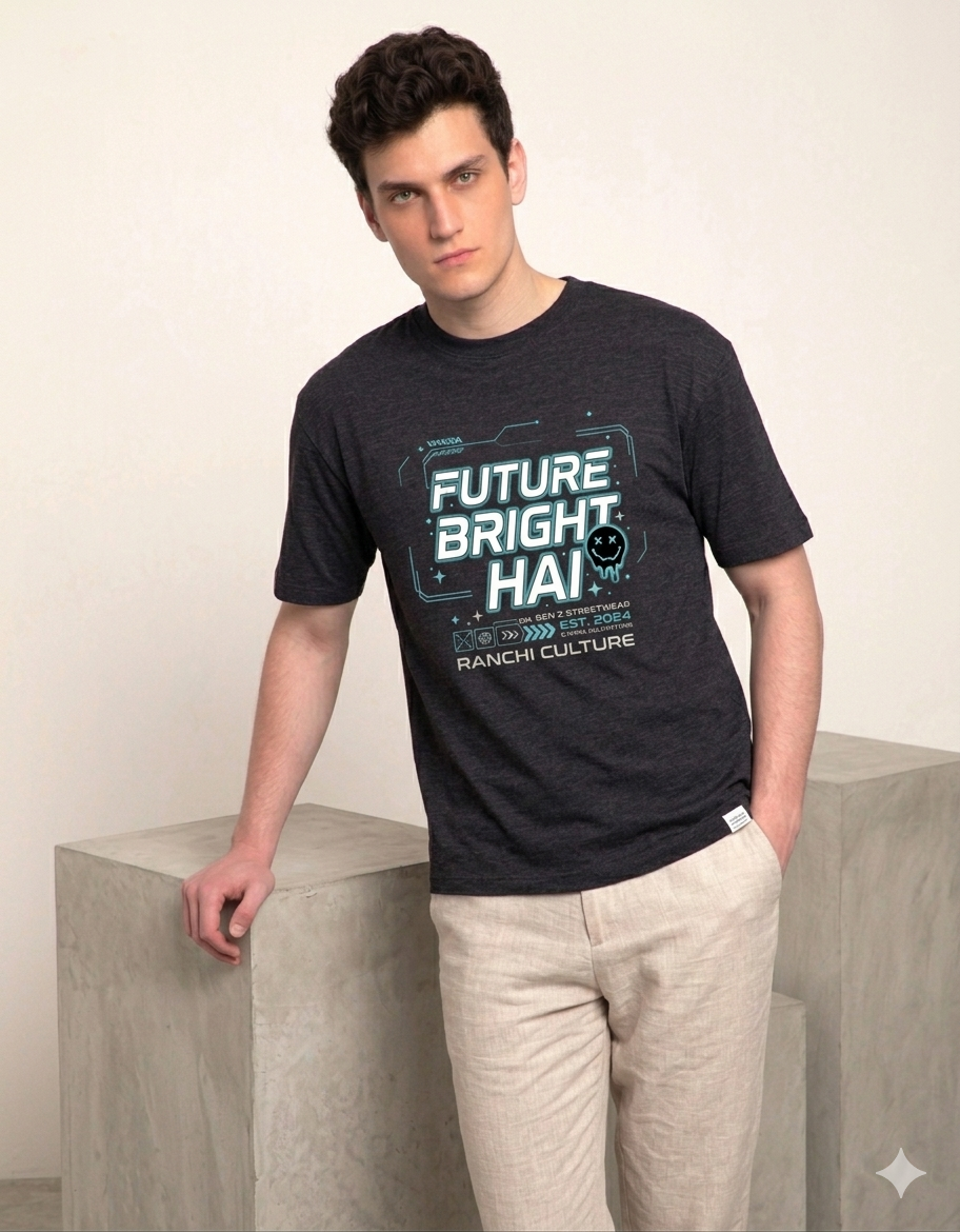 Future Bright Hai – Graphic Black T-Shirt
