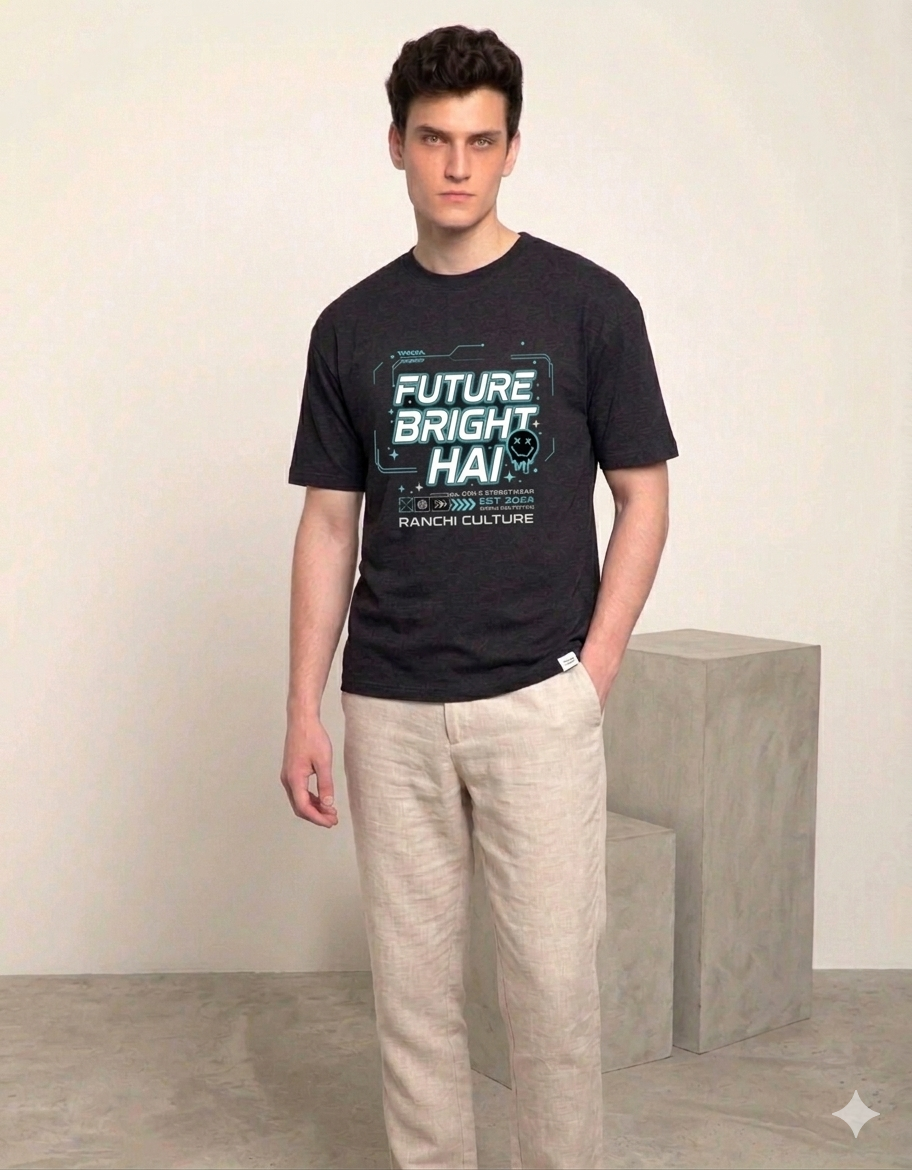 Future Bright Hai – Graphic Black T-Shirt