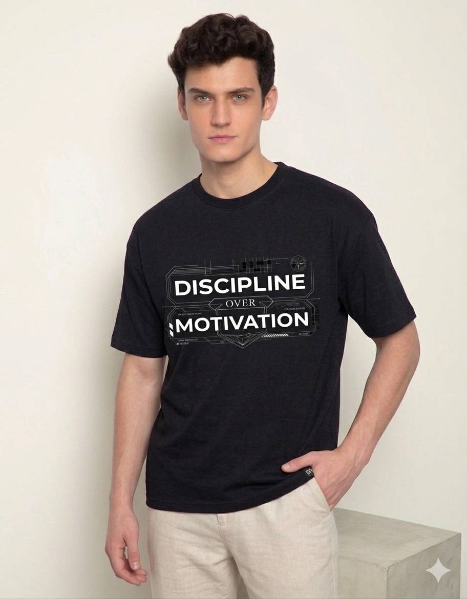 Discipline over motivation black t shirt