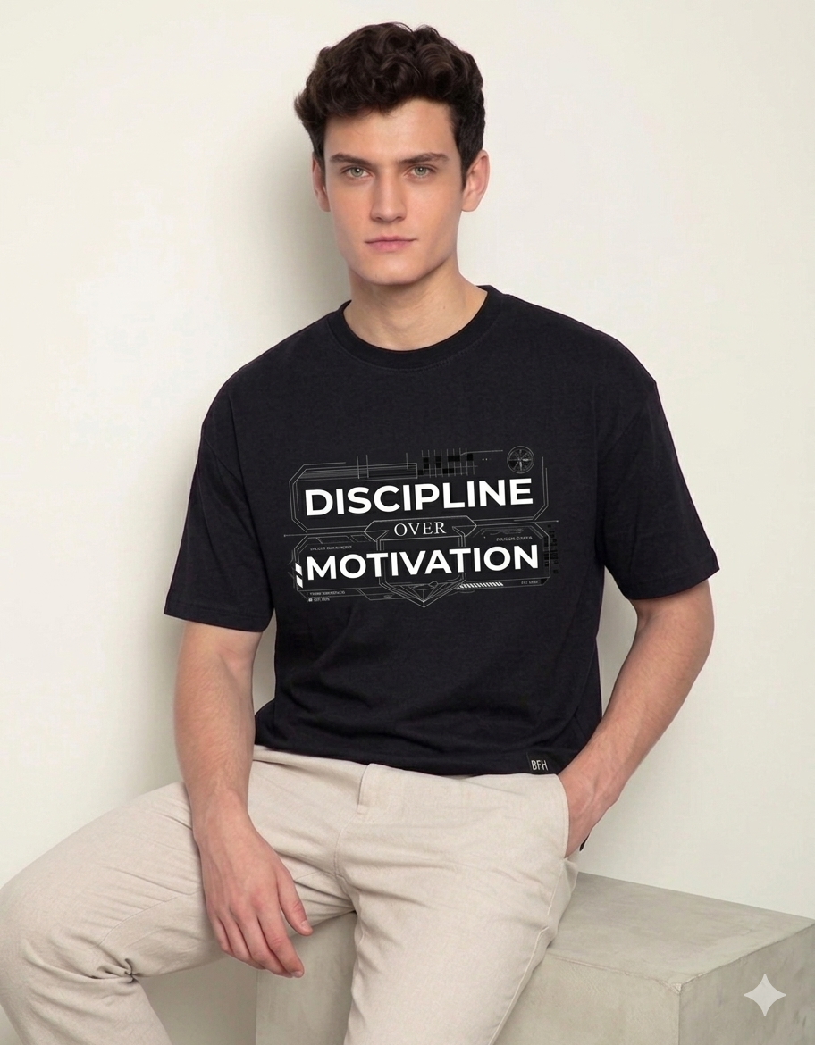 Discipline over motivation black t shirt