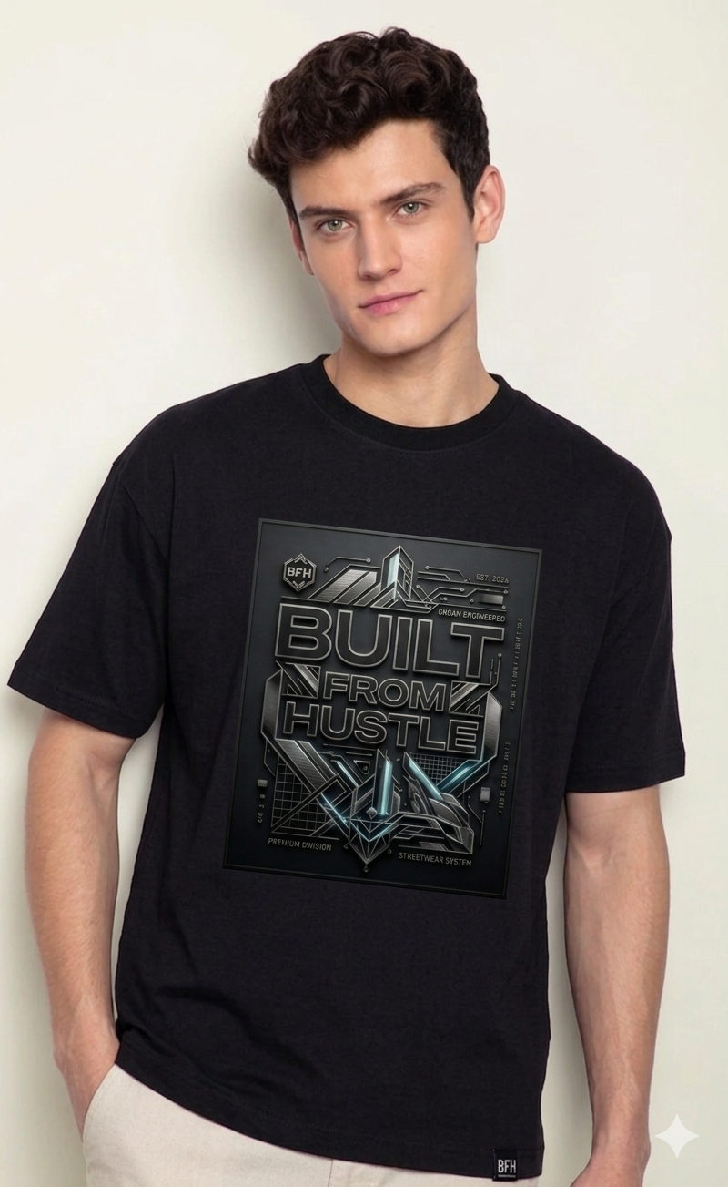 Built from hustle black graphic t shirt