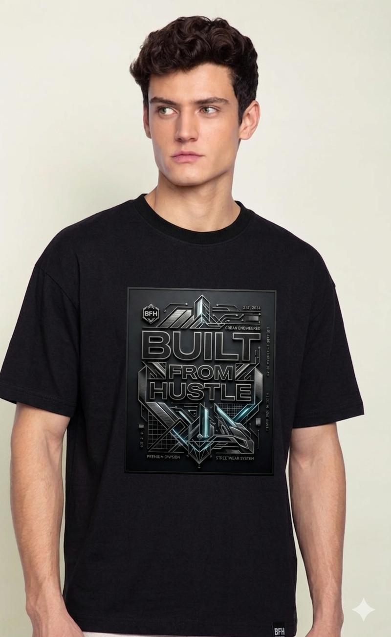 Built from hustle black graphic t shirt