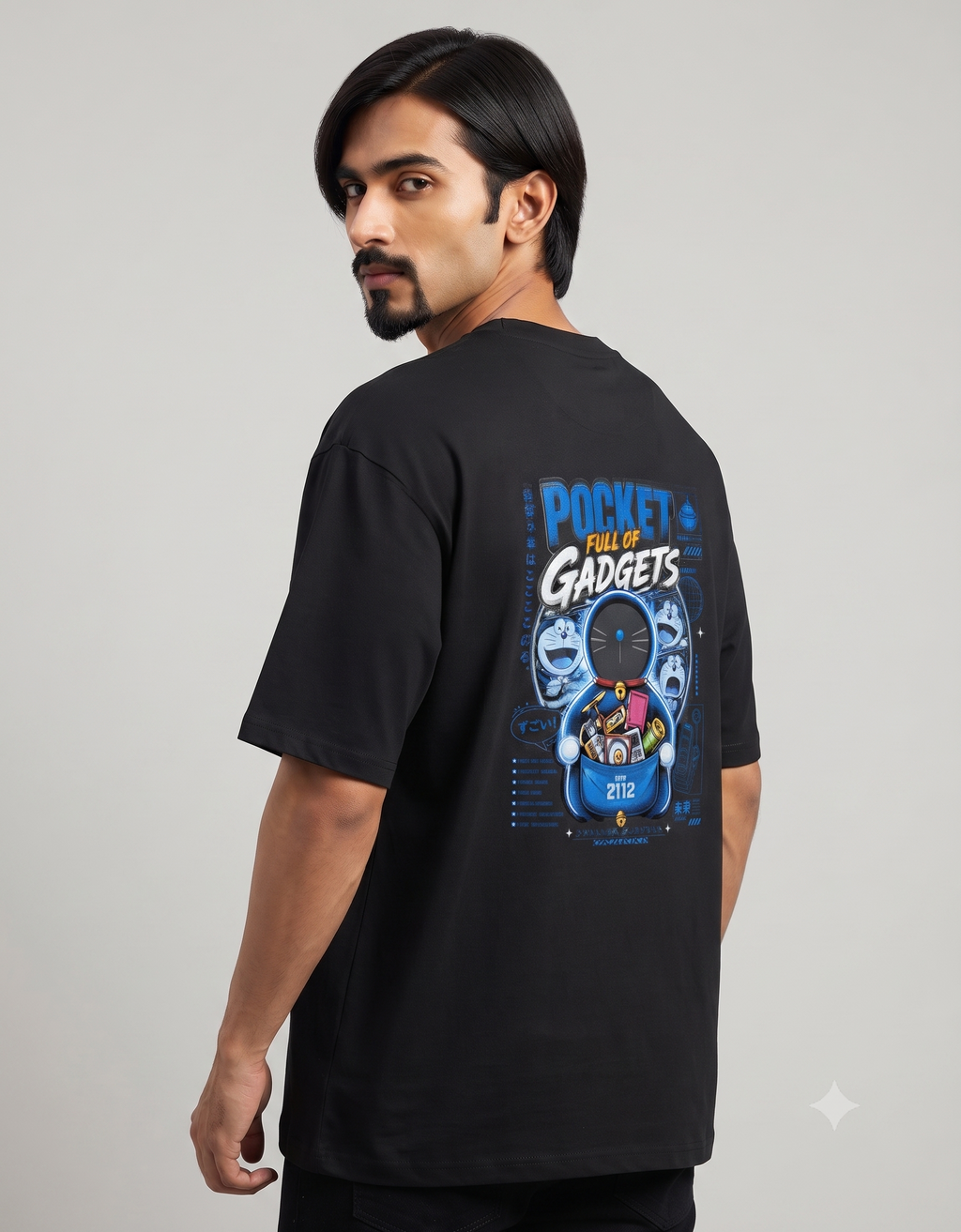 Pocket Full of Gadgets Retro-Future Oversized T-Shirt – Men's Graphic Tee