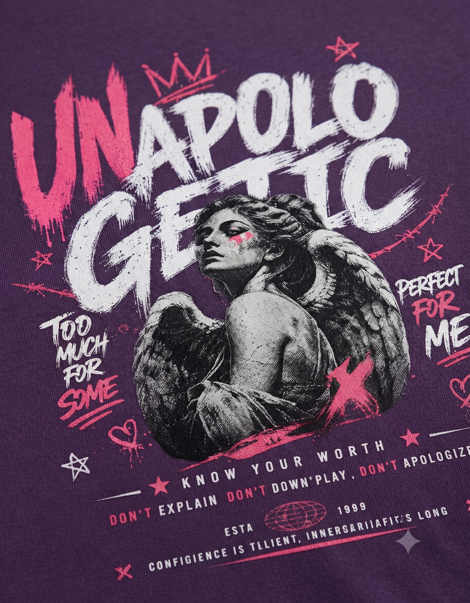 Unapologetic Fallen Angel Oversized T-Shirt – Women's Graphic Tee
