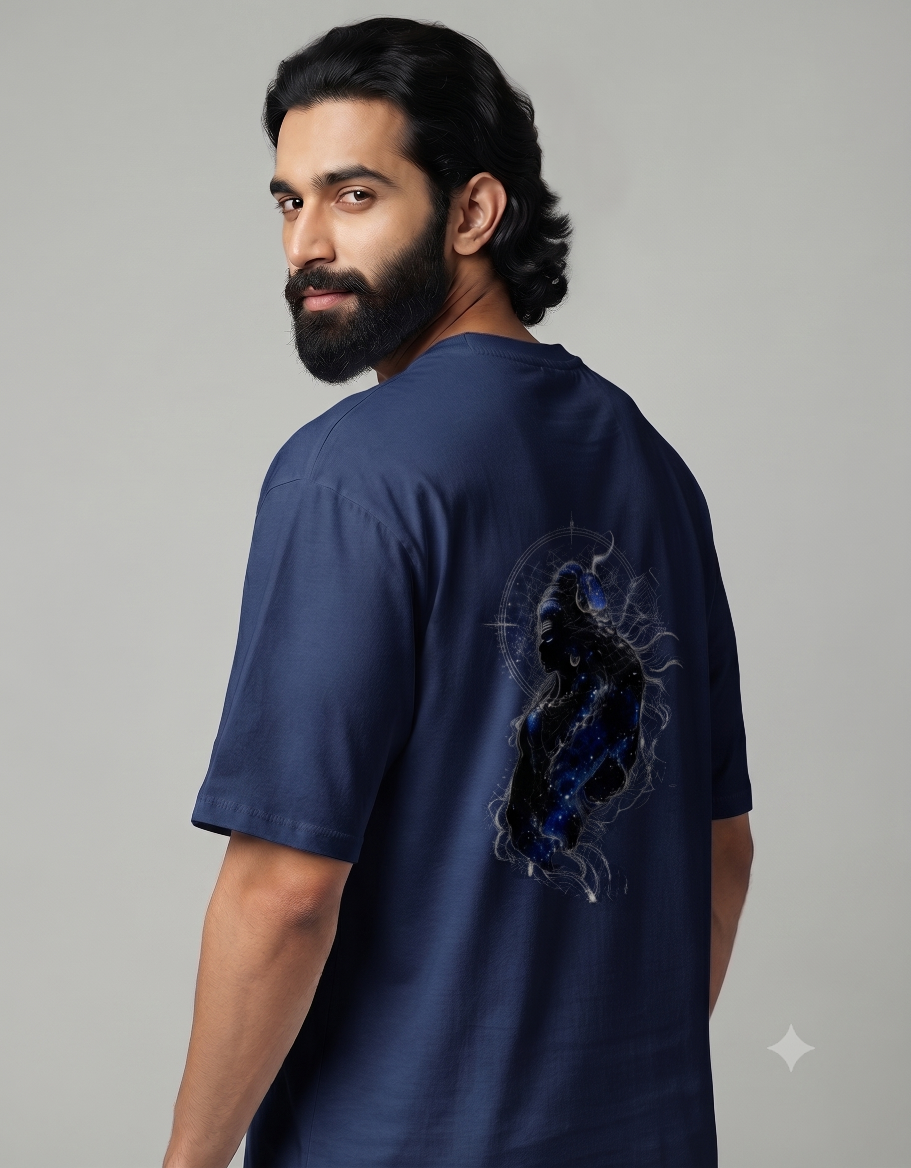 Cosmic Shiva Silhouette Oversized T-Shirt – Men's Graphic Tee