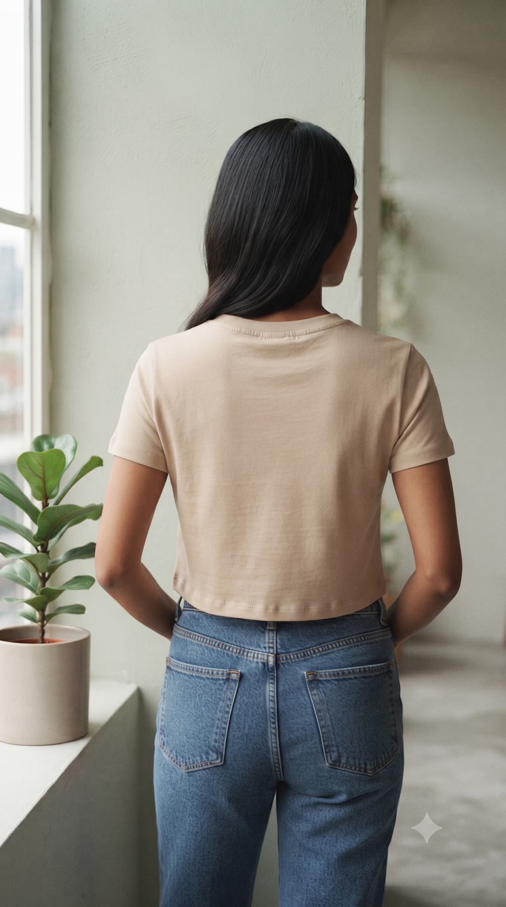 Beige	Plain	Crop	Top