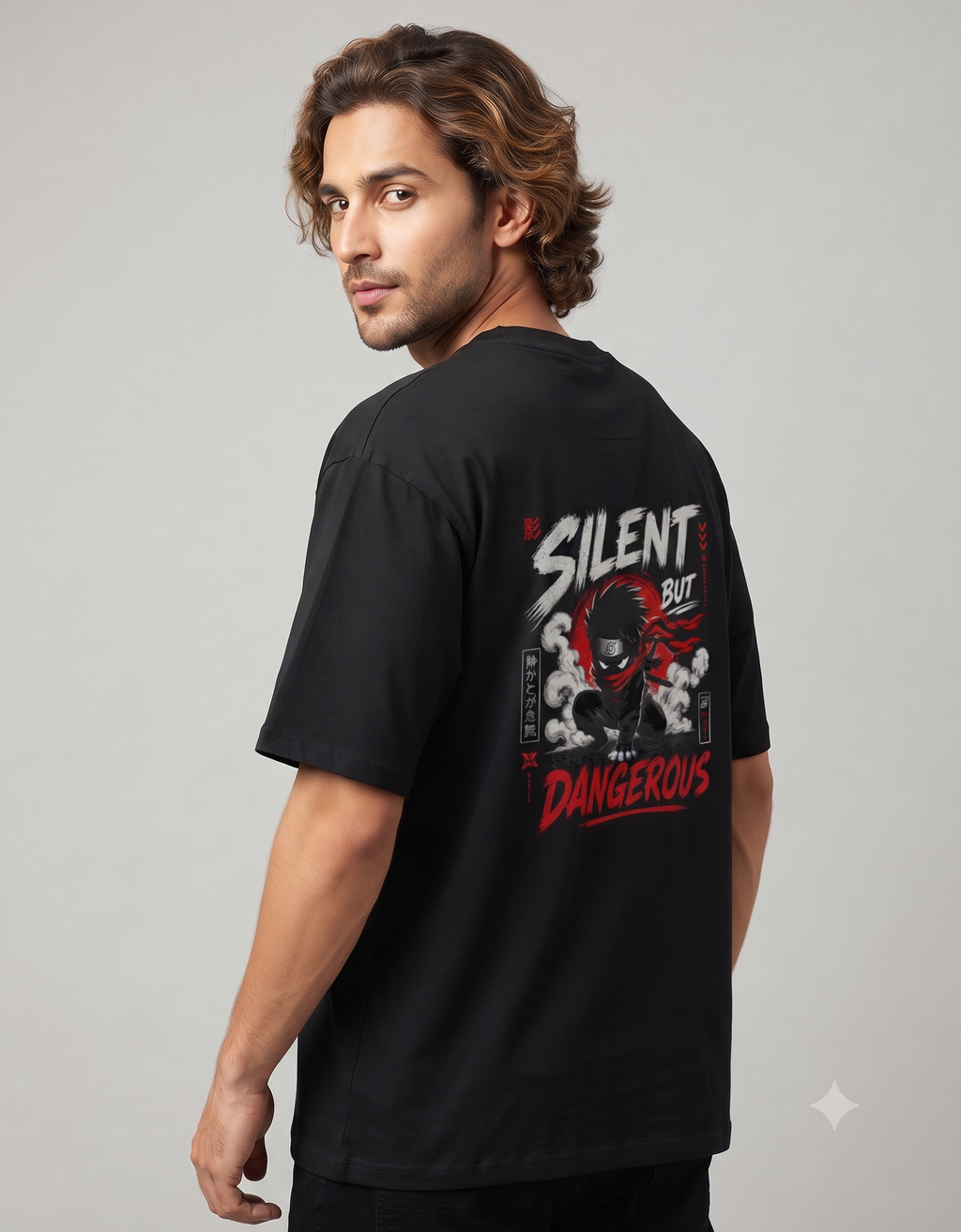 Silent But Dangerous Anime Ninja Oversized T-Shirt – Unisex Graphic Tee
