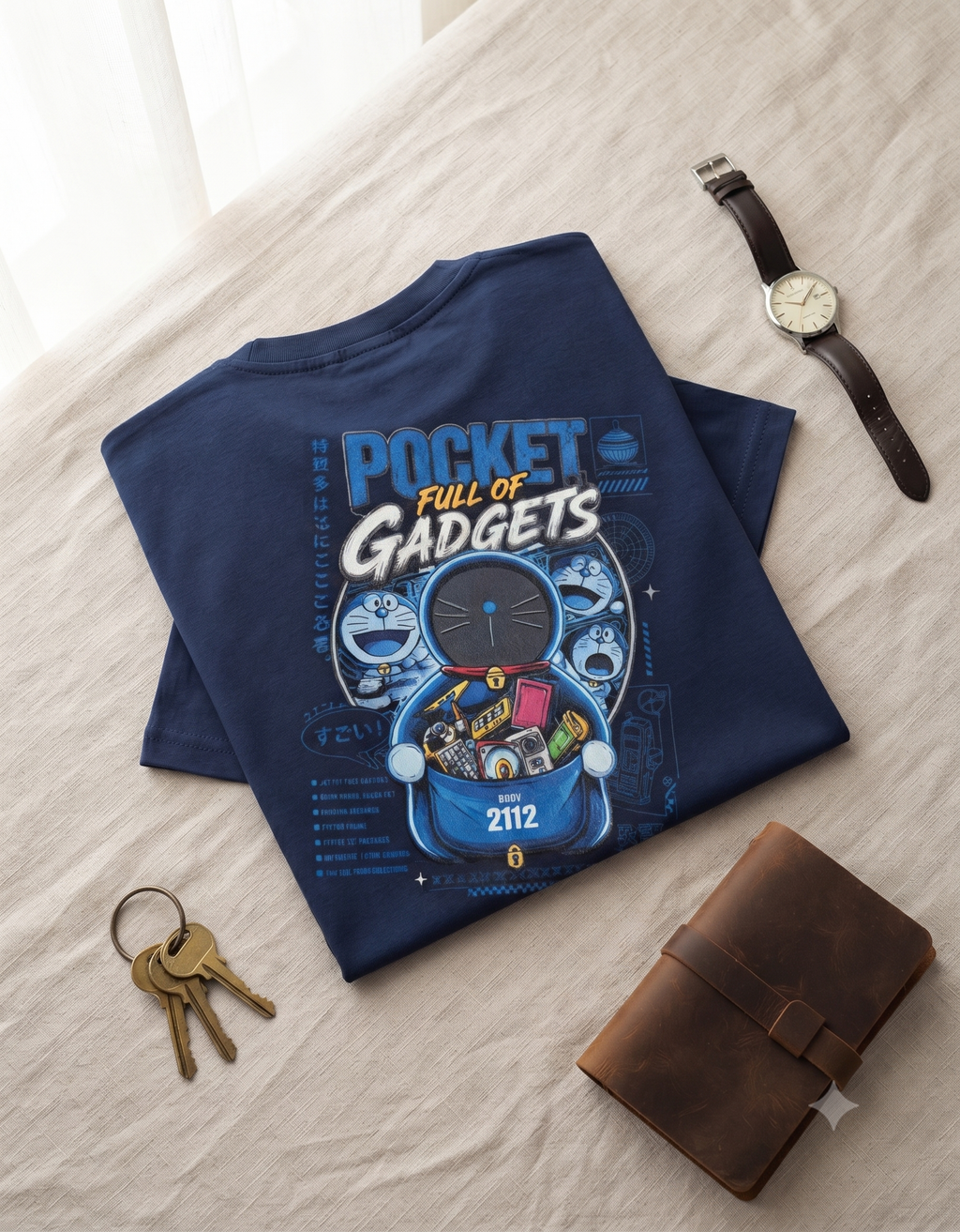 Pocket Full of Gadgets Retro-Future Oversized T-Shirt – Men's Graphic Tee