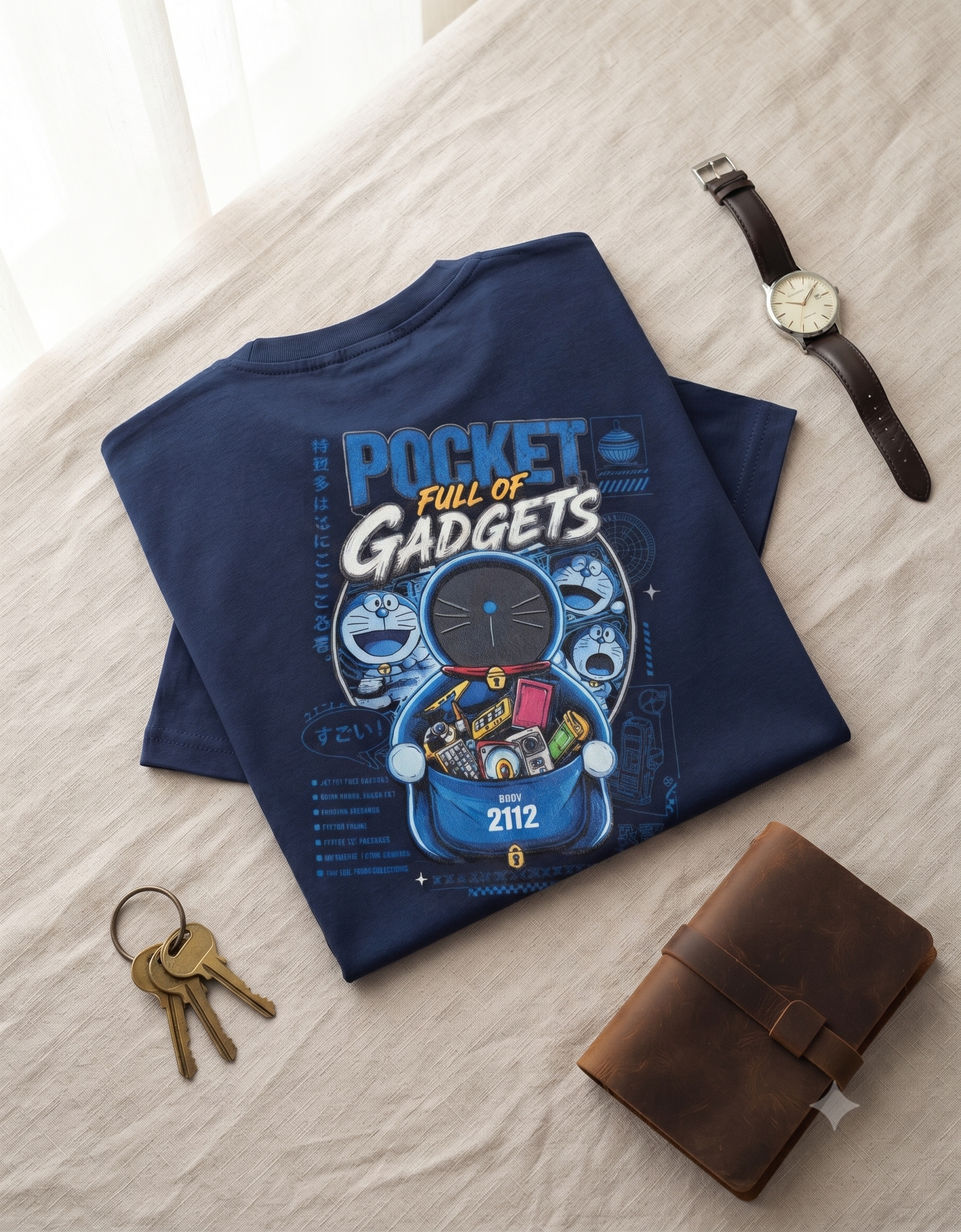 Pocket Full of Gadgets Retro-Future Oversized T-Shirt – Men's Graphic Tee