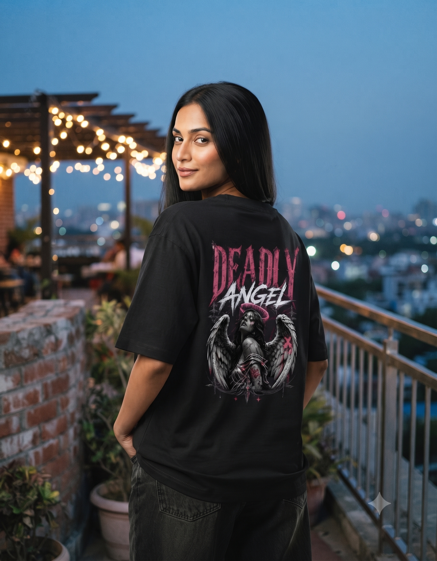 Deadly Angel Oversized T-Shirt – Women's Graphic Tee