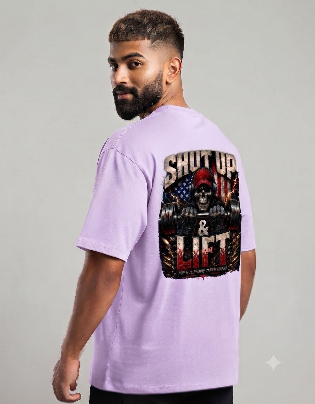 Shut Up & Lift Skull Oversized T-Shirt – Men's Graphic Gym Tee