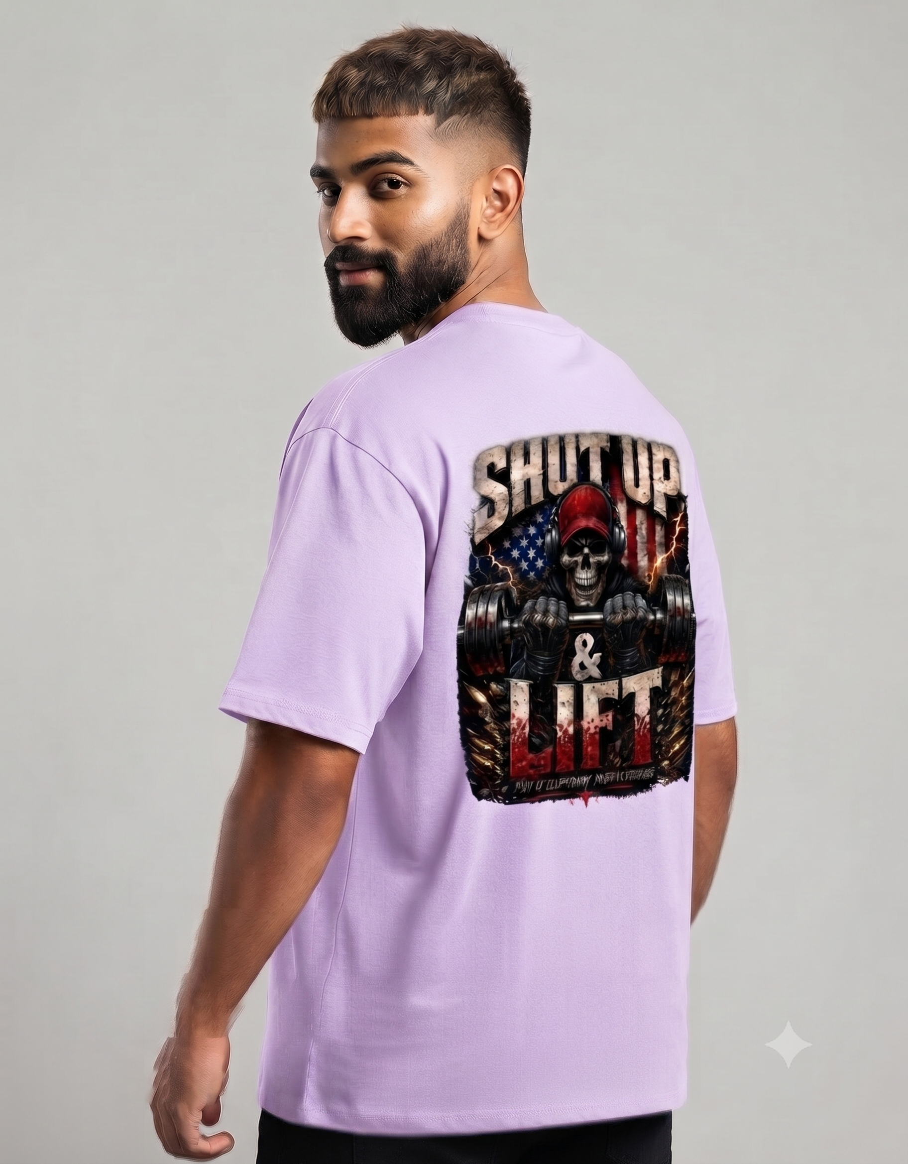 Shut Up & Lift Skull Oversized T-Shirt – Men's Graphic Gym Tee