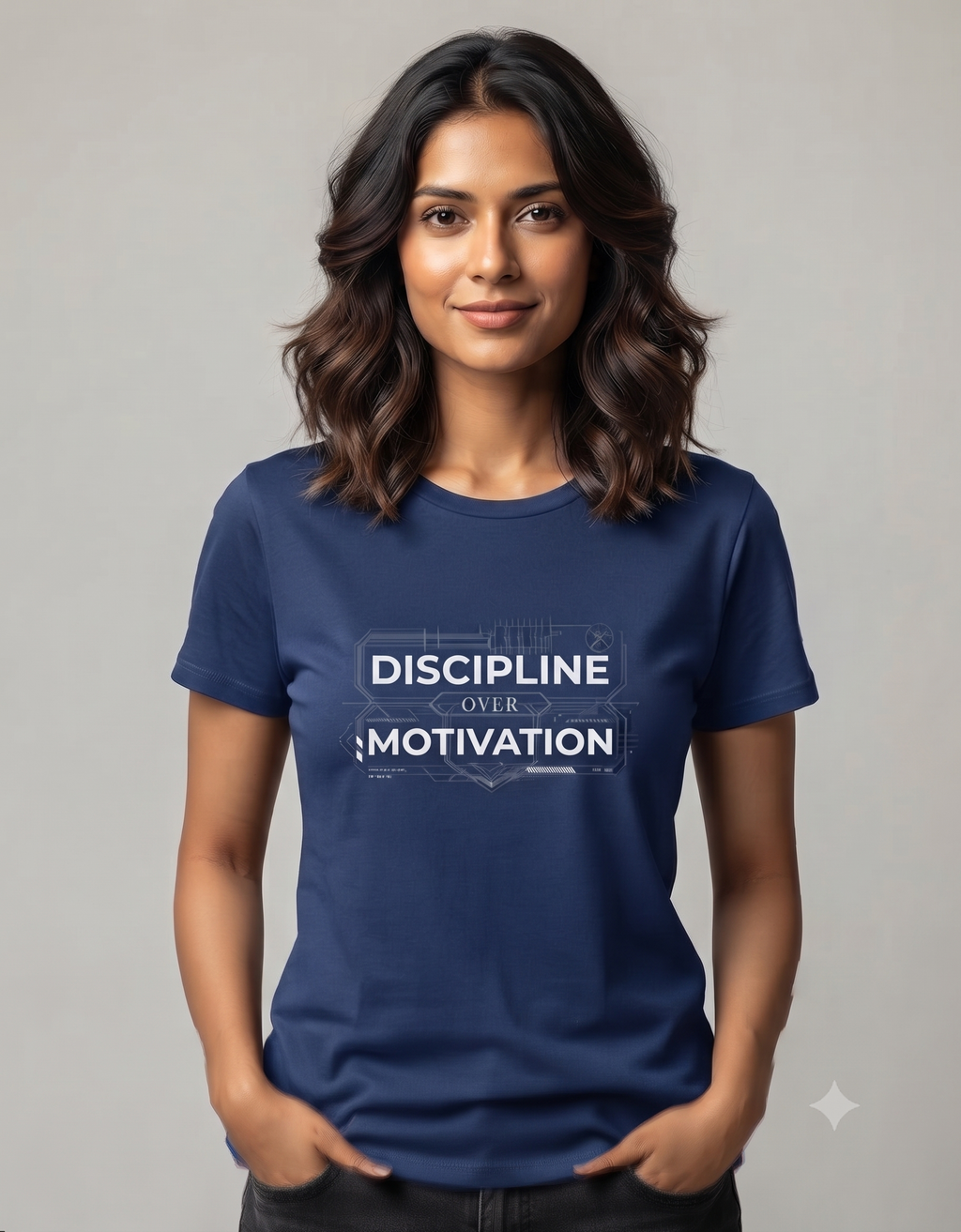 Discipline Over Motivation Blueprint Graphic Women's Classic T-Shirt – Tee