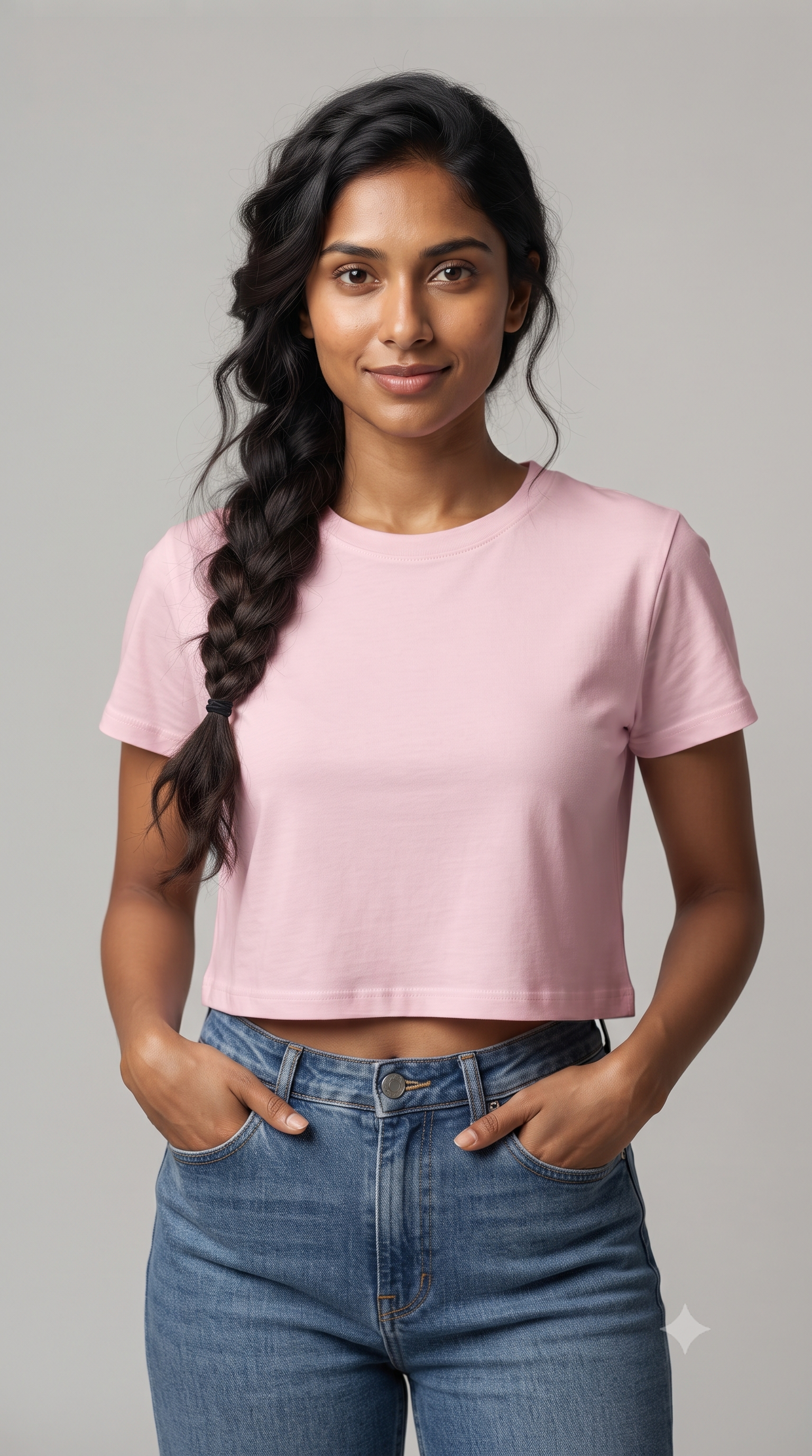 Light	Baby	Pink	Plain	Crop	Top