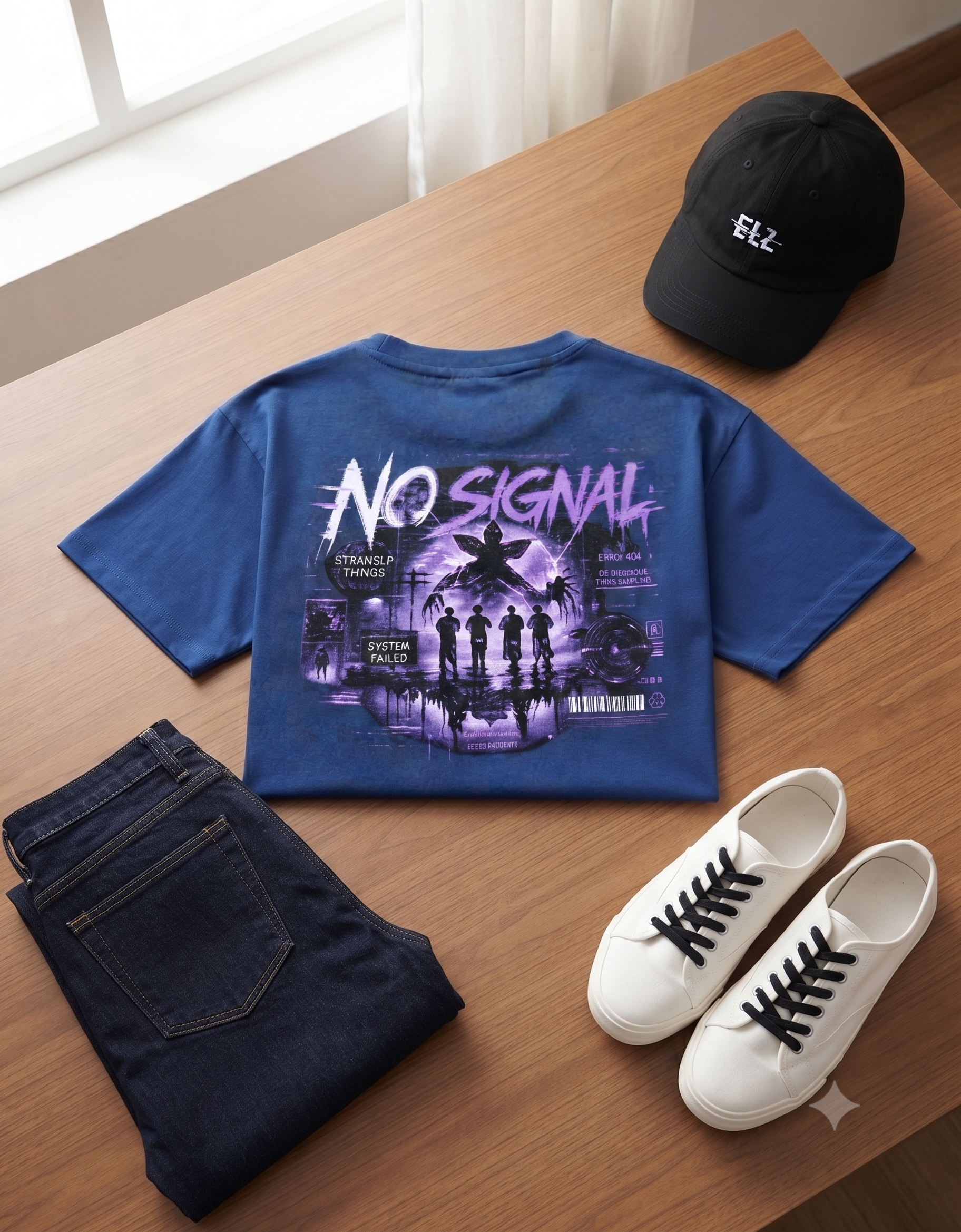 No Signal Retro Horror Oversized T-Shirt – Men's Graphic Tee