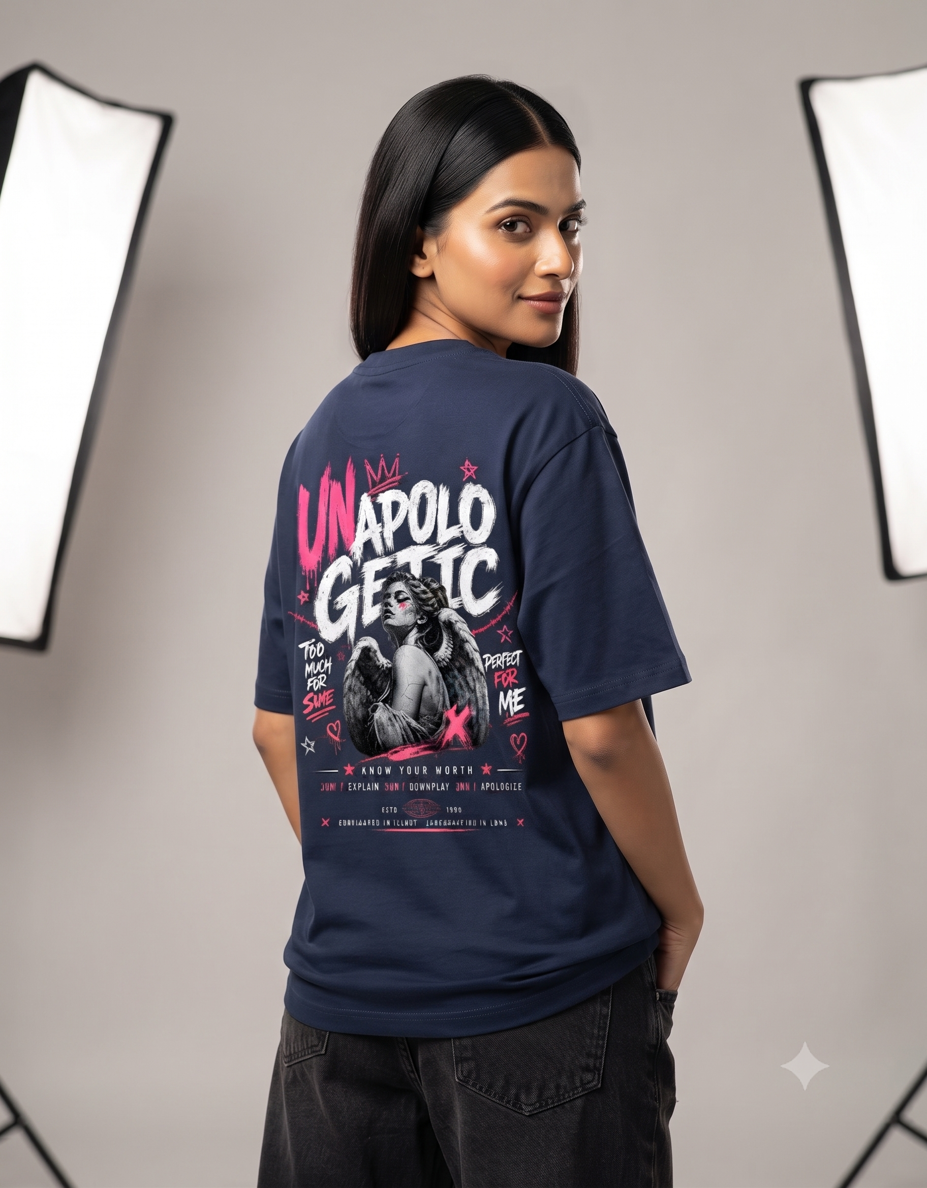 Unapologetic Fallen Angel Oversized T-Shirt – Women's Graphic Tee