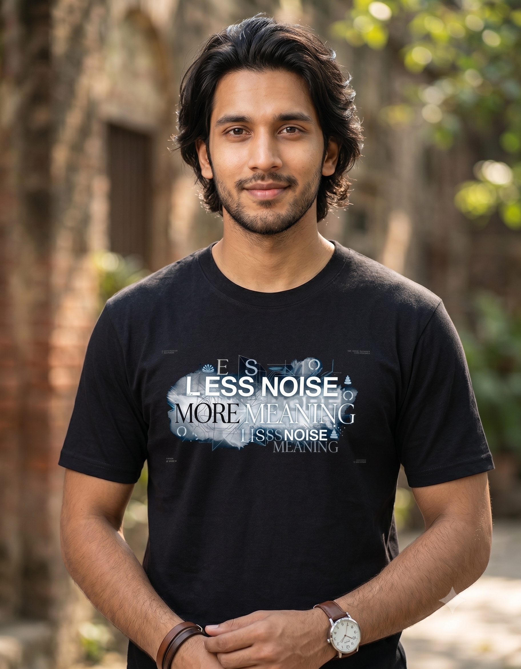 Less Noise More Meaning Classic T-Shirt – Streetwear Graphic Tee