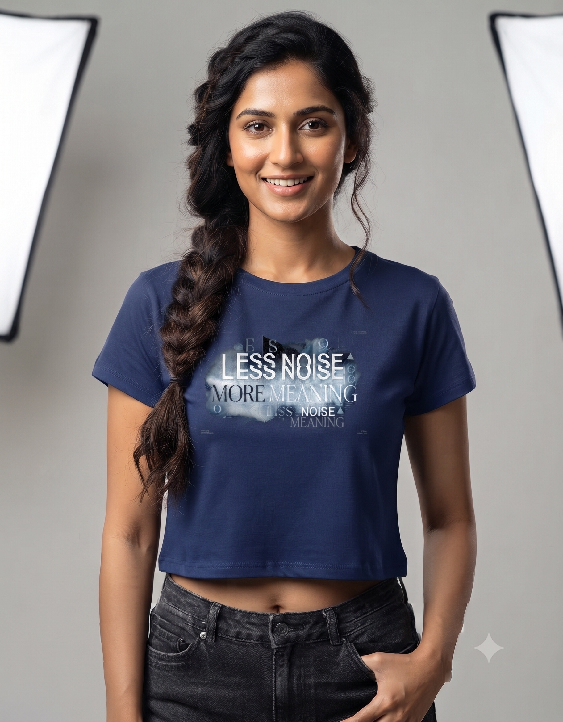 Less Noise More Meaning Crop Top | Minimalist Tee – Vibzo