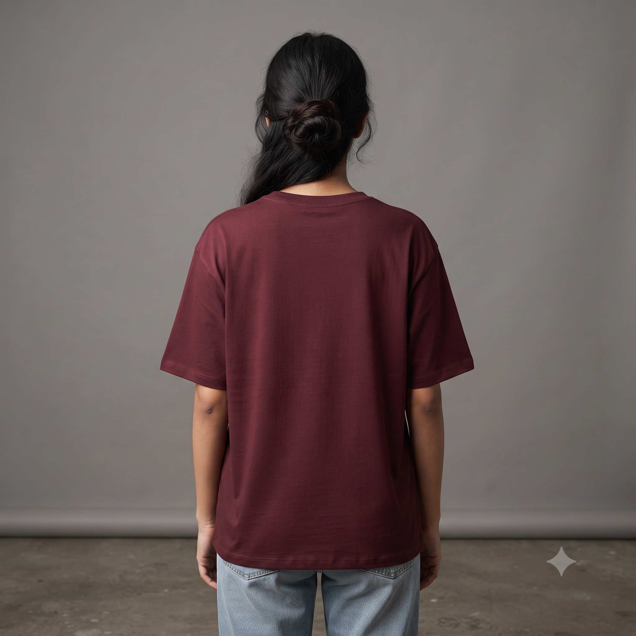 Plain	Maroon	Oversized	T-Shirt