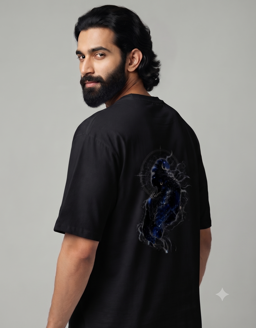 Cosmic Shiva Silhouette Oversized T-Shirt – Men's Graphic Tee