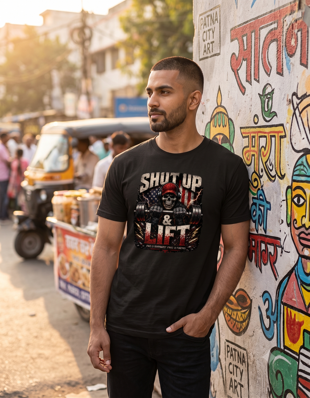 Shut Up & Lift Skull Classic T-Shirt – Men's Graphic Gym Tee