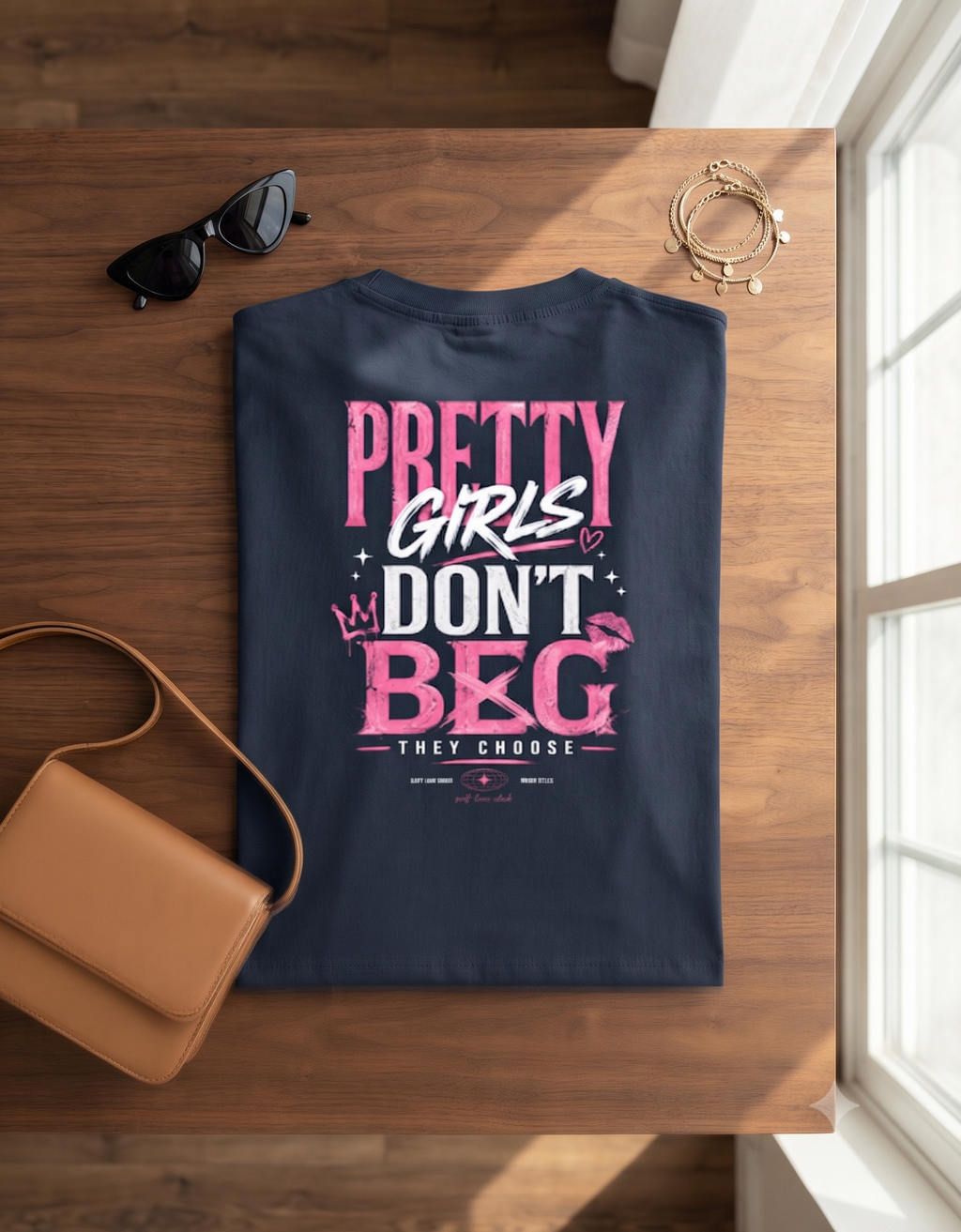Pretty Girls Don't Beg Oversized T-Shirt – Women's Graphic Tee