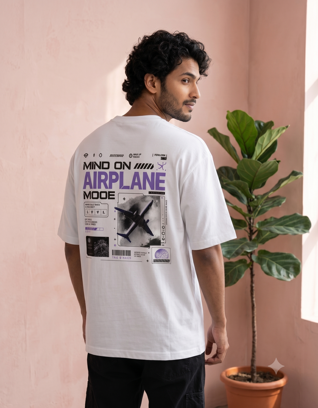 Mind On Airplane Mode Oversized T-Shirt – Men's Graphic Tee