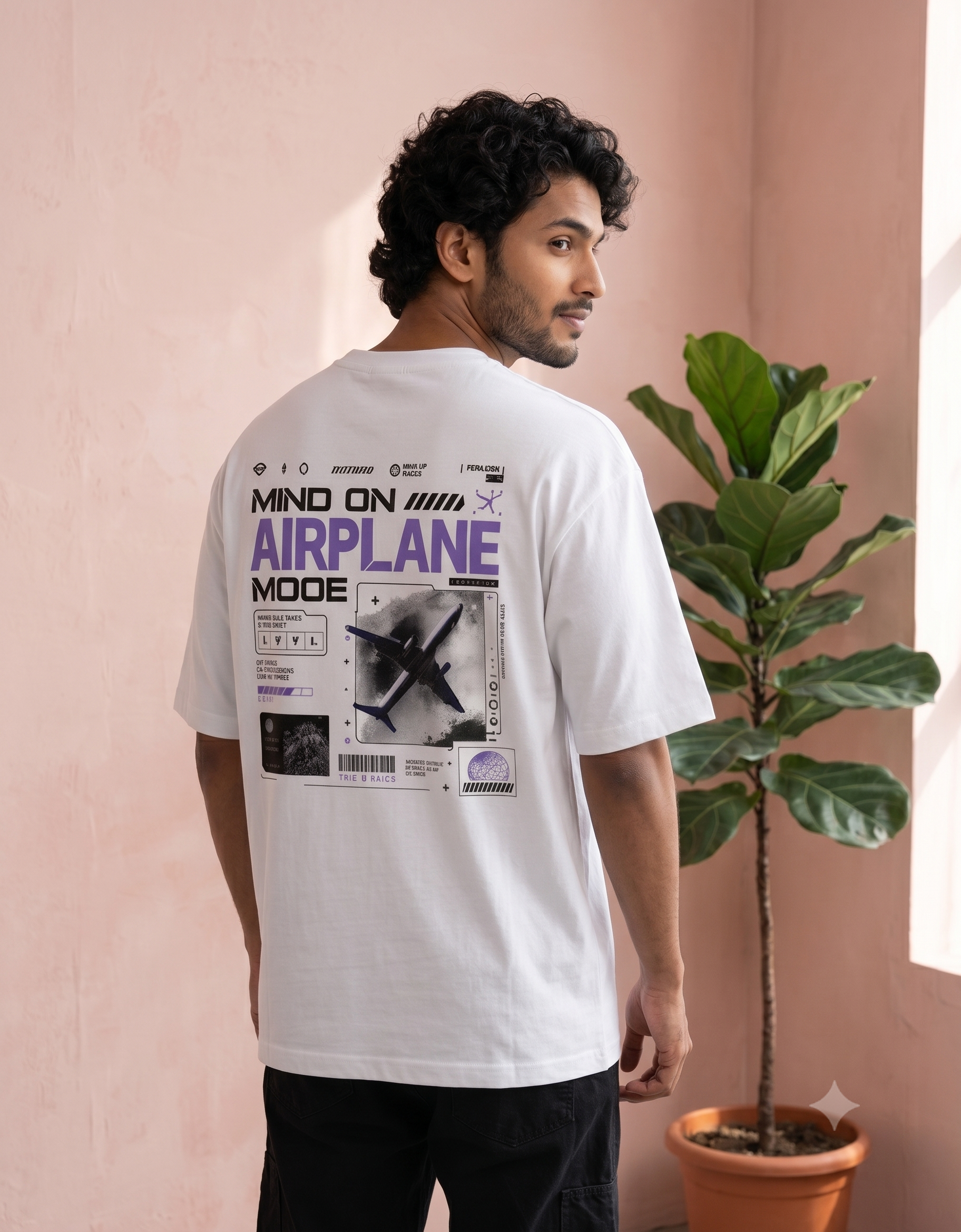 Mind On Airplane Mode Oversized T-Shirt – Men's Graphic Tee