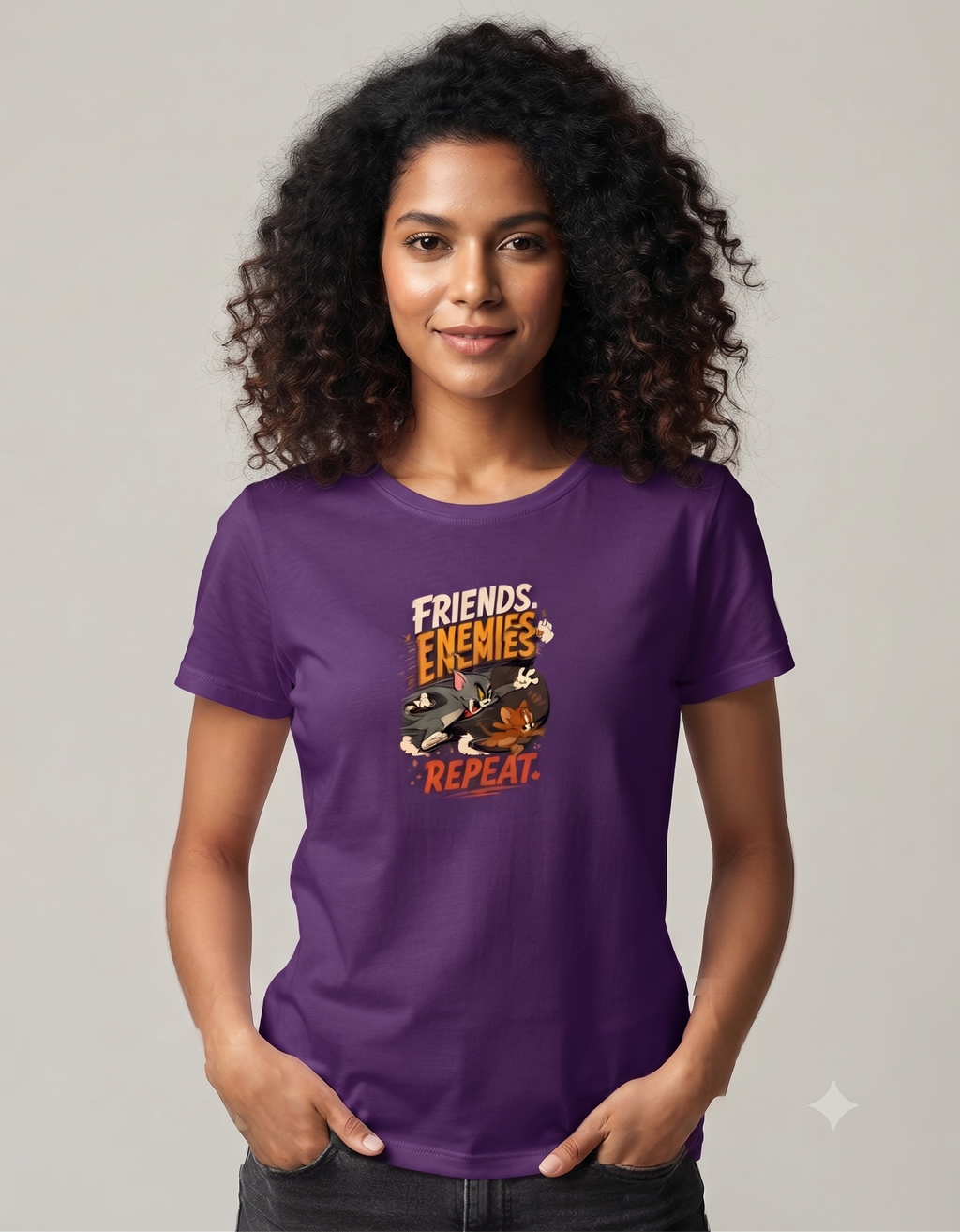 Friends Enemies Repeat Retro Comic Women's Classic T-Shirt – Graphic Tee