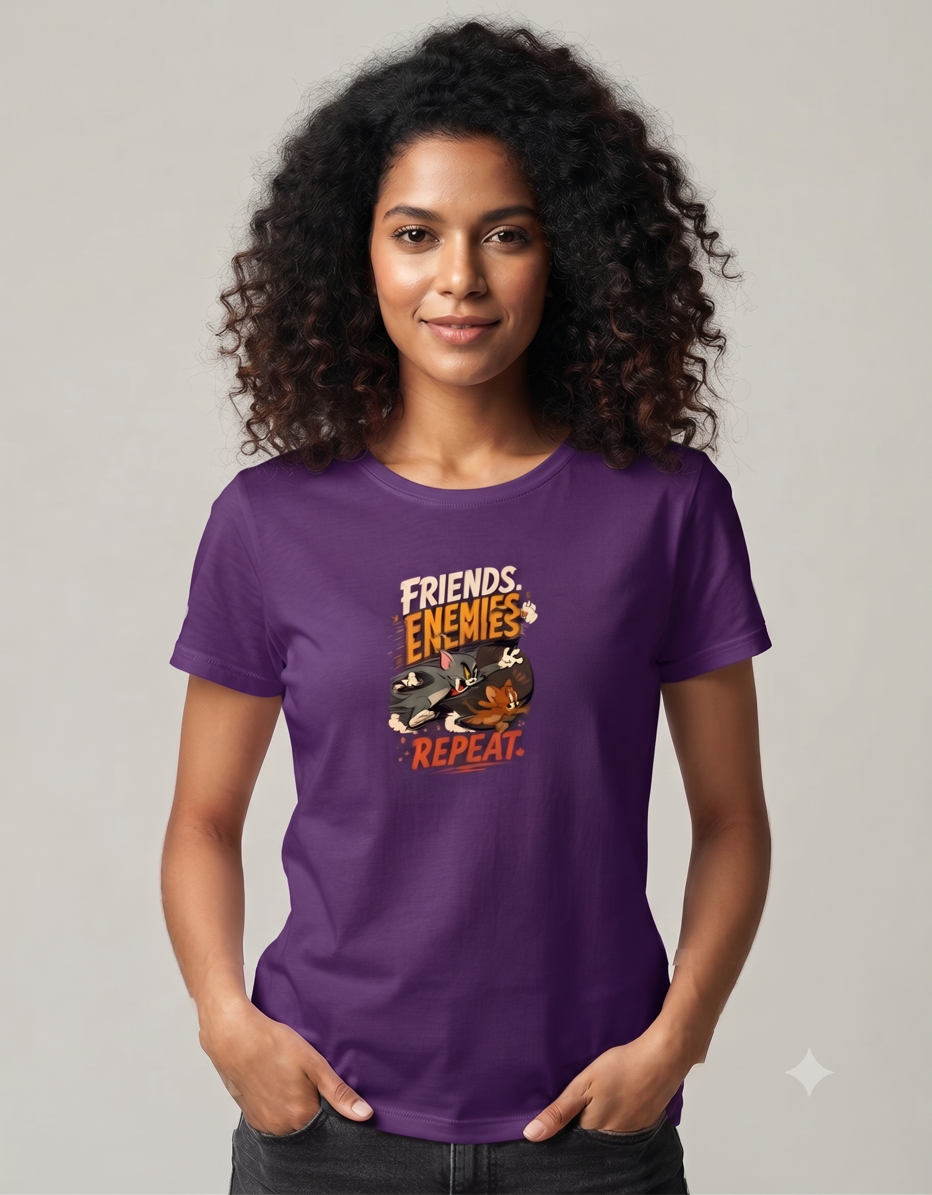 Friends Enemies Repeat Retro Comic Women's Classic T-Shirt – Graphic Tee
