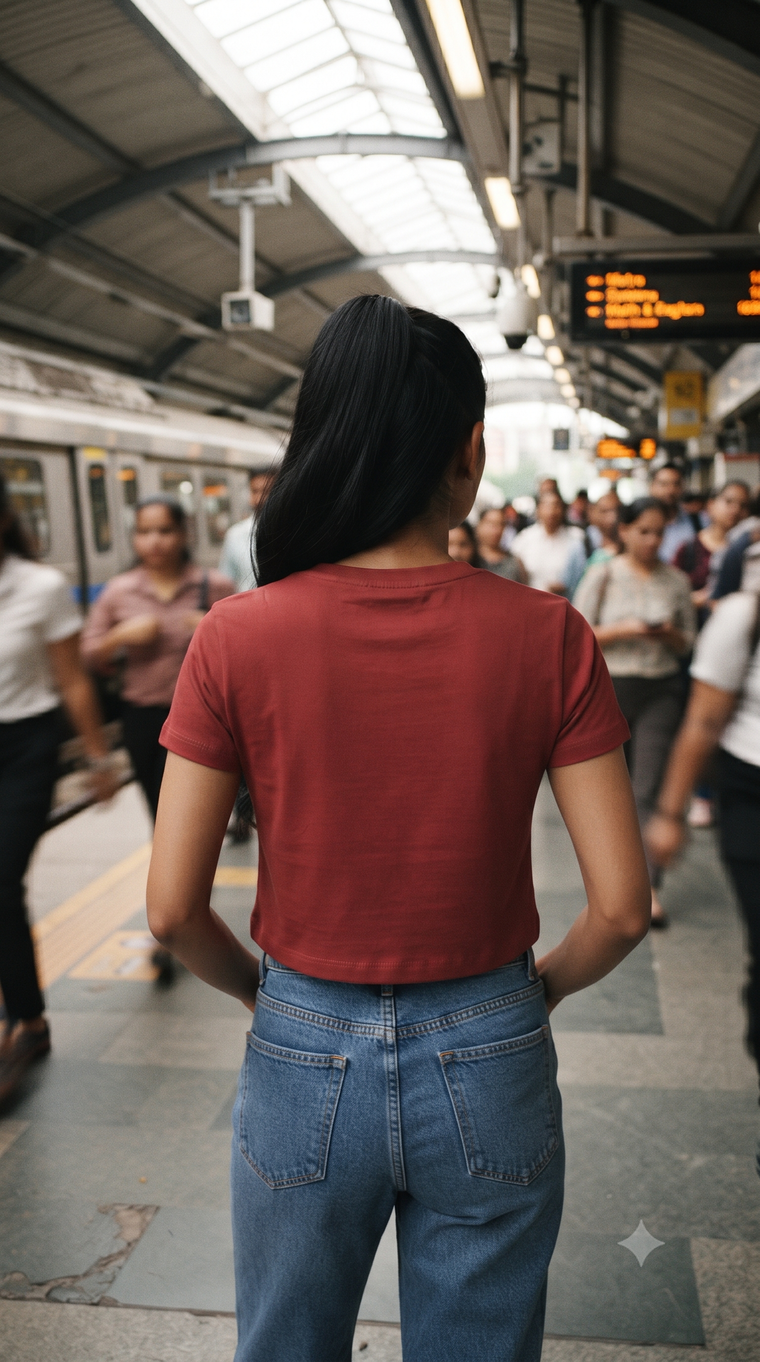 Red	Plain	Crop	Top