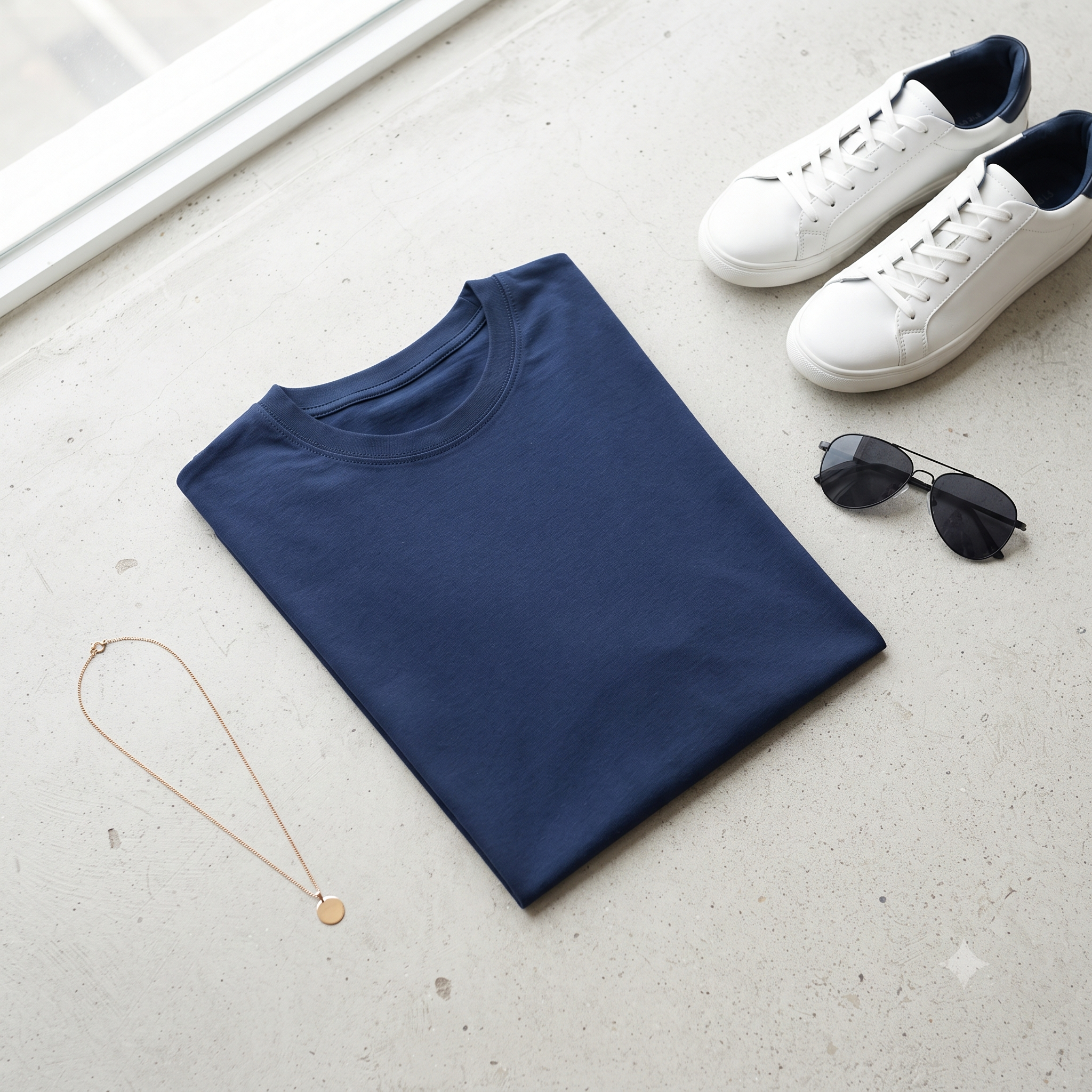 Plain	Navy	Blue	Oversized	T-Shirt