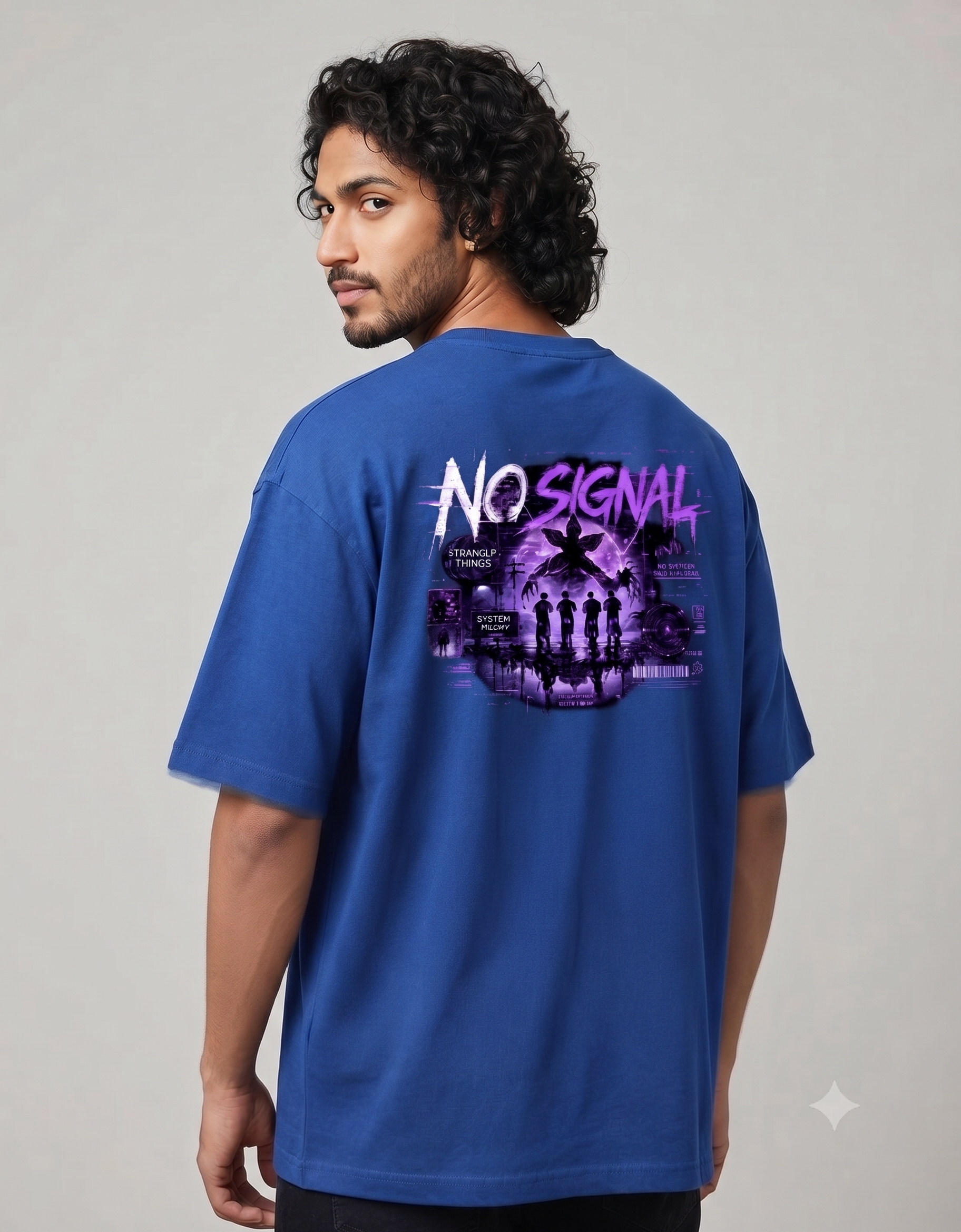 No Signal Retro Horror Oversized T-Shirt – Men's Graphic Tee