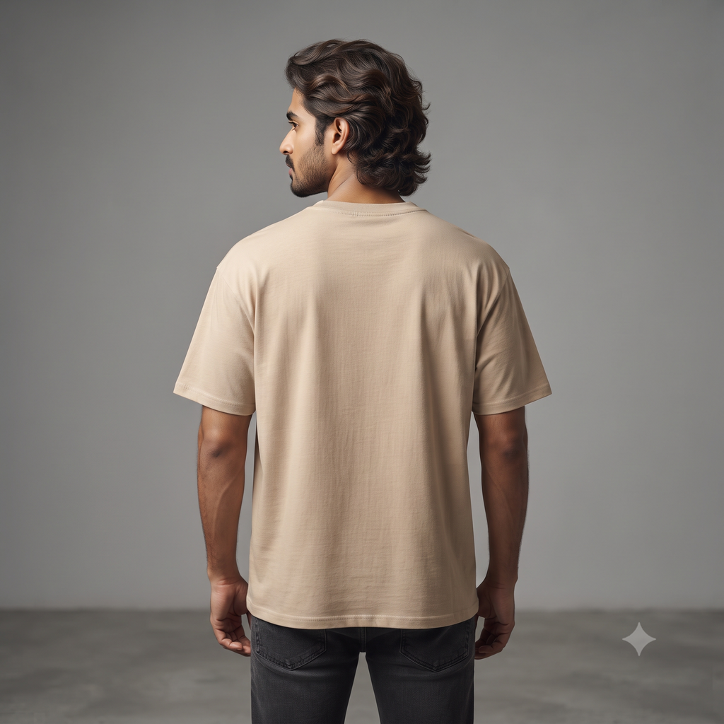 Plain	Beige	Oversized	T-Shirt
