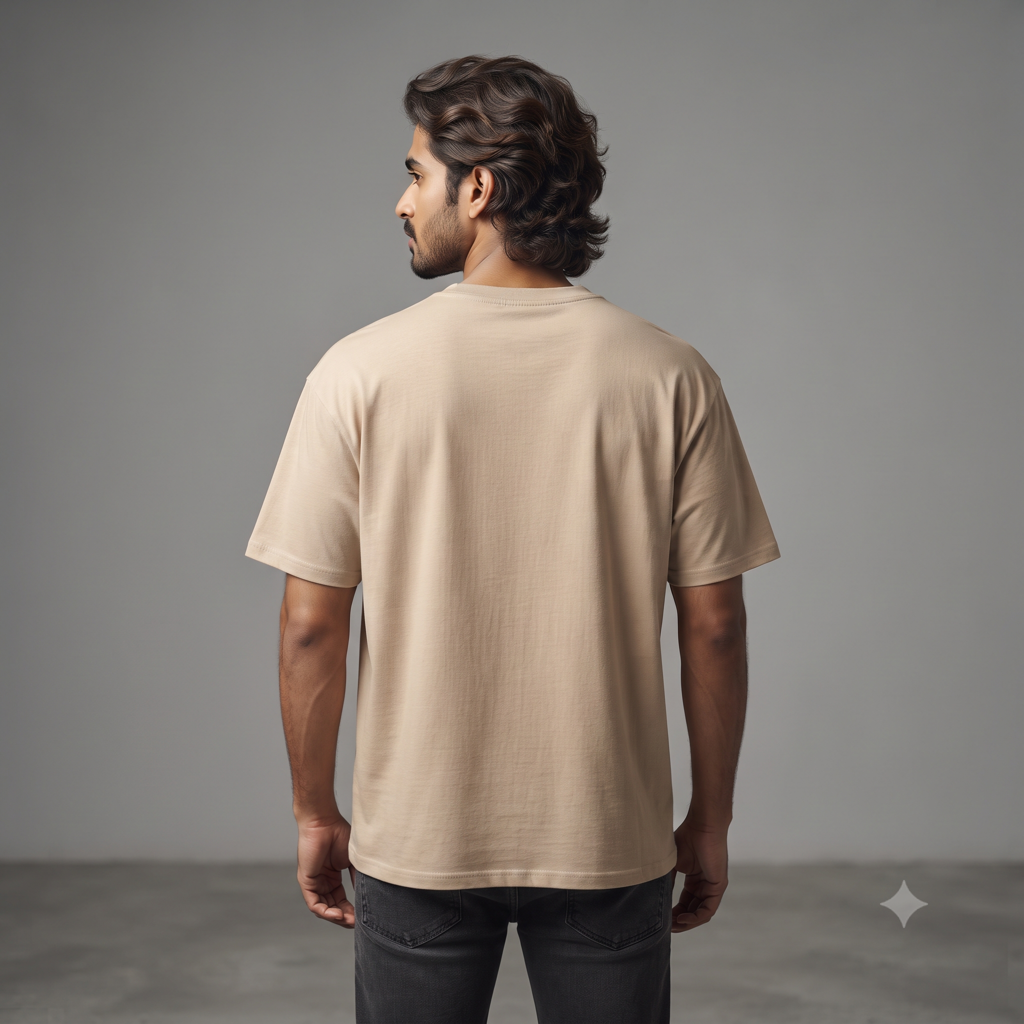 Plain	Beige	Oversized	T-Shirt