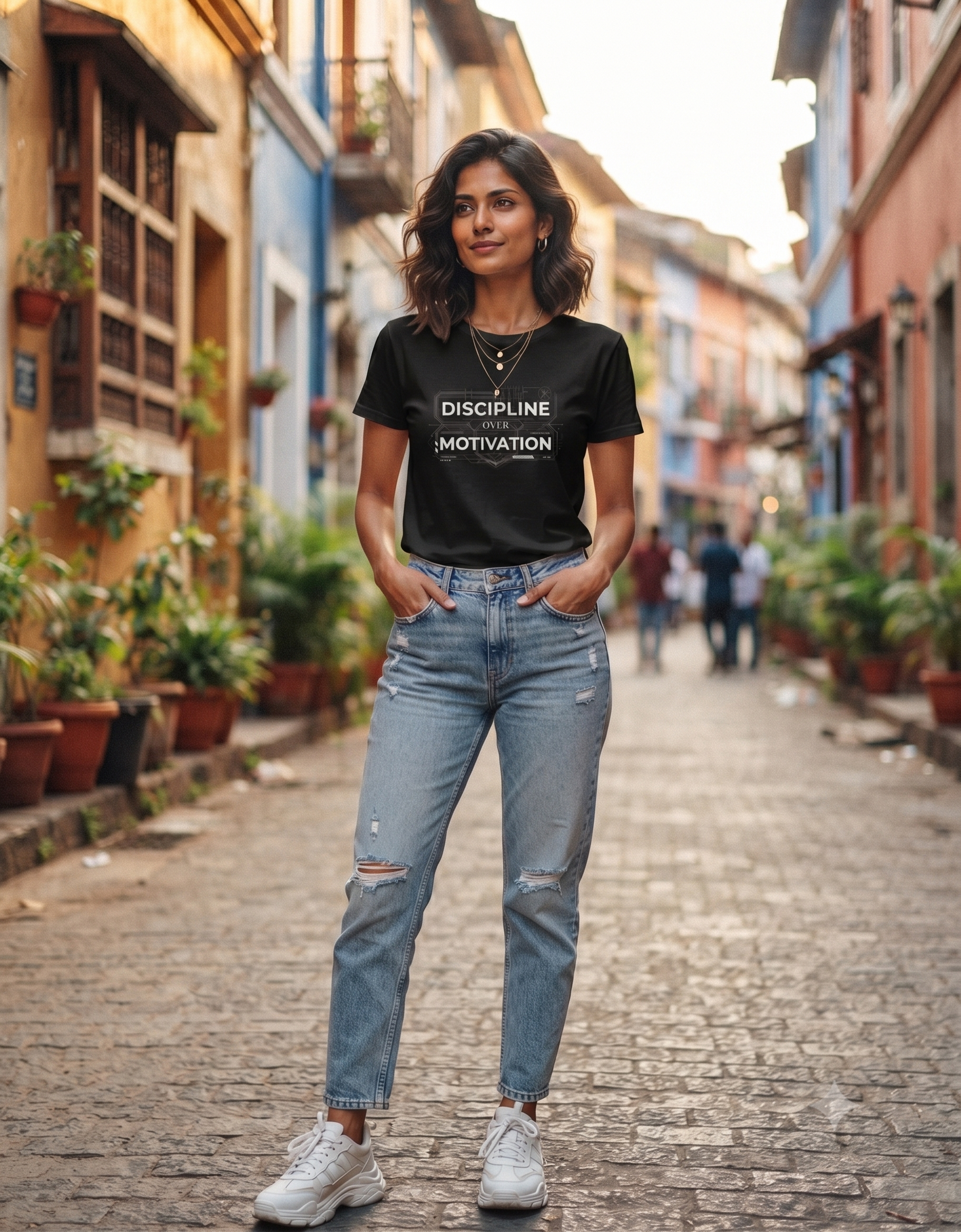 Discipline Over Motivation Blueprint Graphic Women's Classic T-Shirt – Tee
