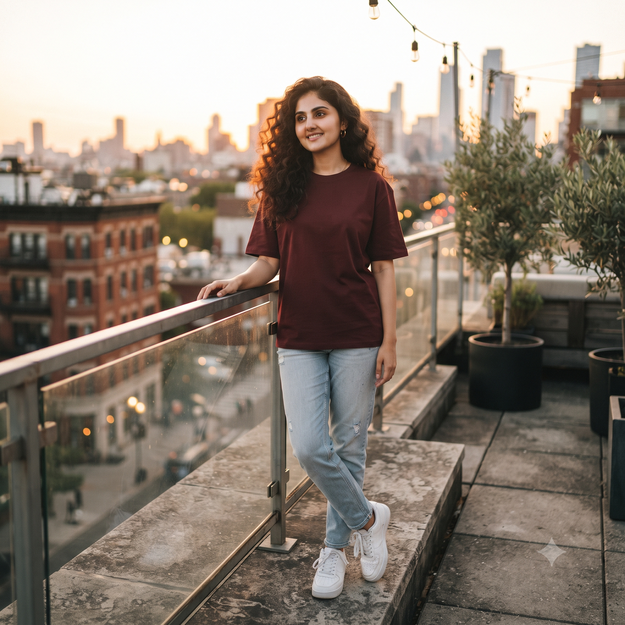 Plain	Maroon	Oversized	T-Shirt