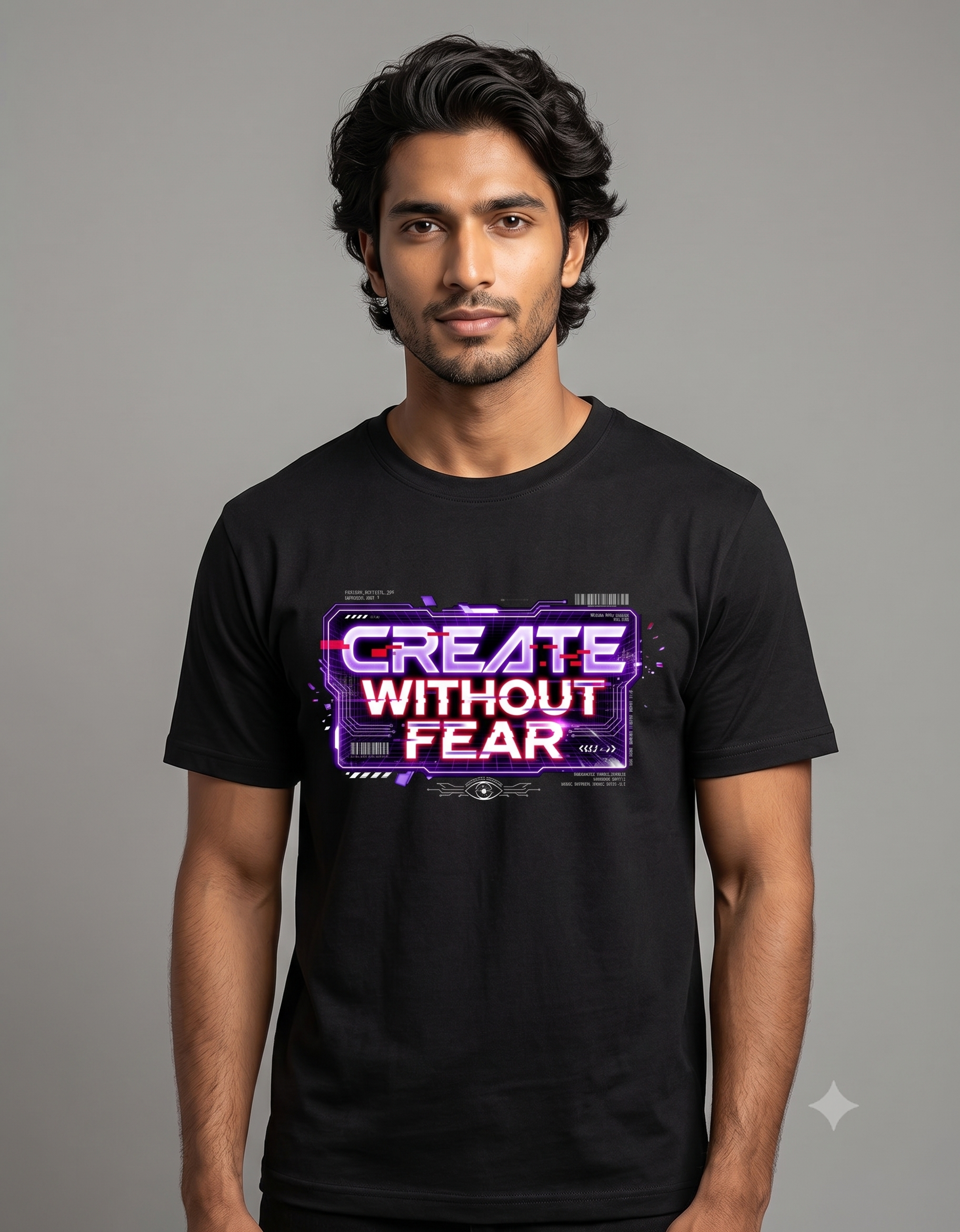 Create Without Fear Cyberpunk Neon Classic T-Shirt – Unisex Graphic Tee
