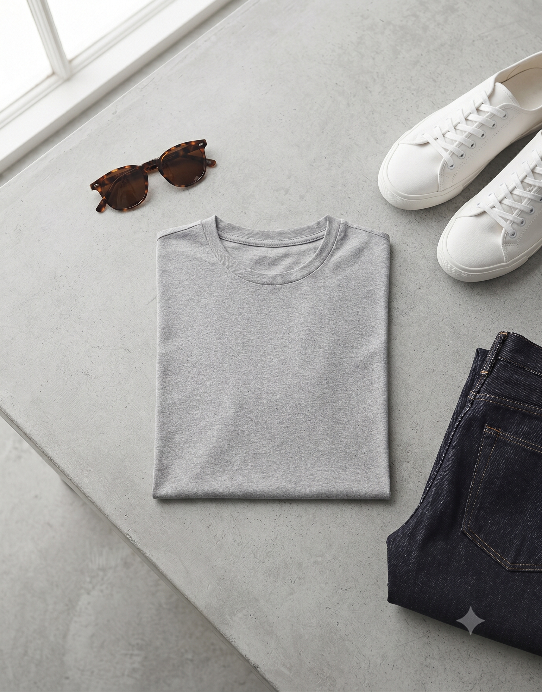 Plain Grey Melange T-Shirt
