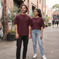 Plain	Maroon	Oversized	T-Shirt
