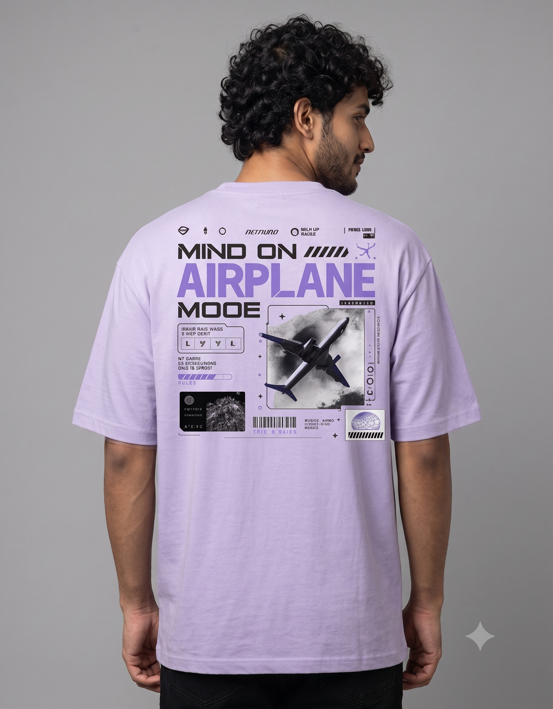Mind On Airplane Mode Oversized T-Shirt – Men's Graphic Tee
