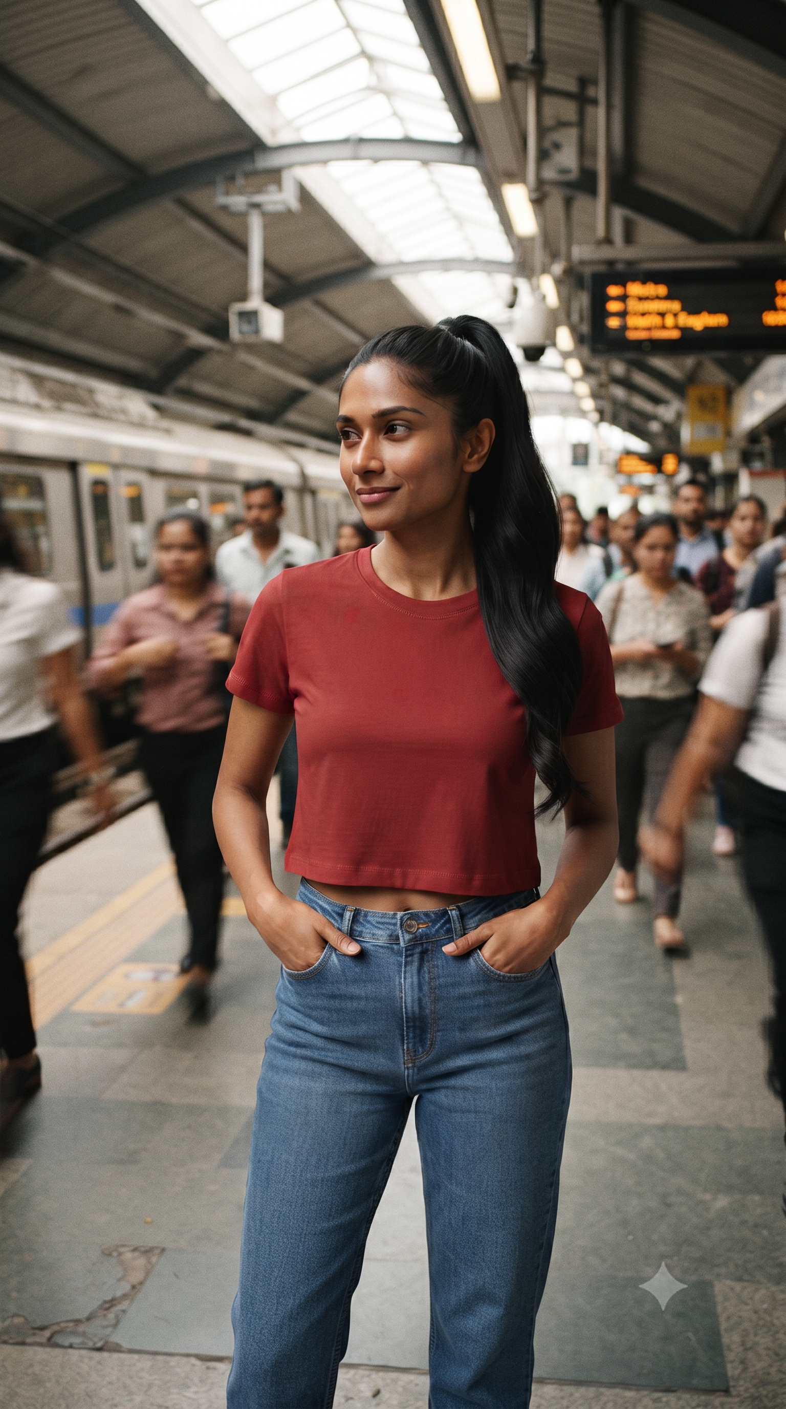 Red	Plain	Crop	Top