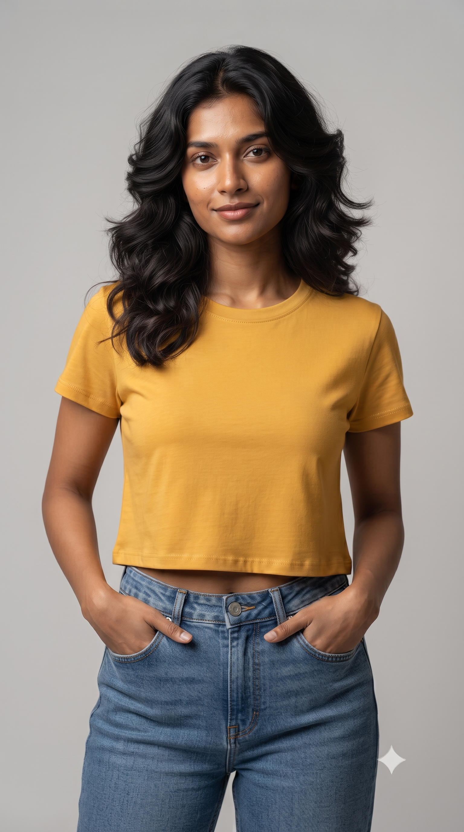 Golden	Yellow	Plain	Crop	Top