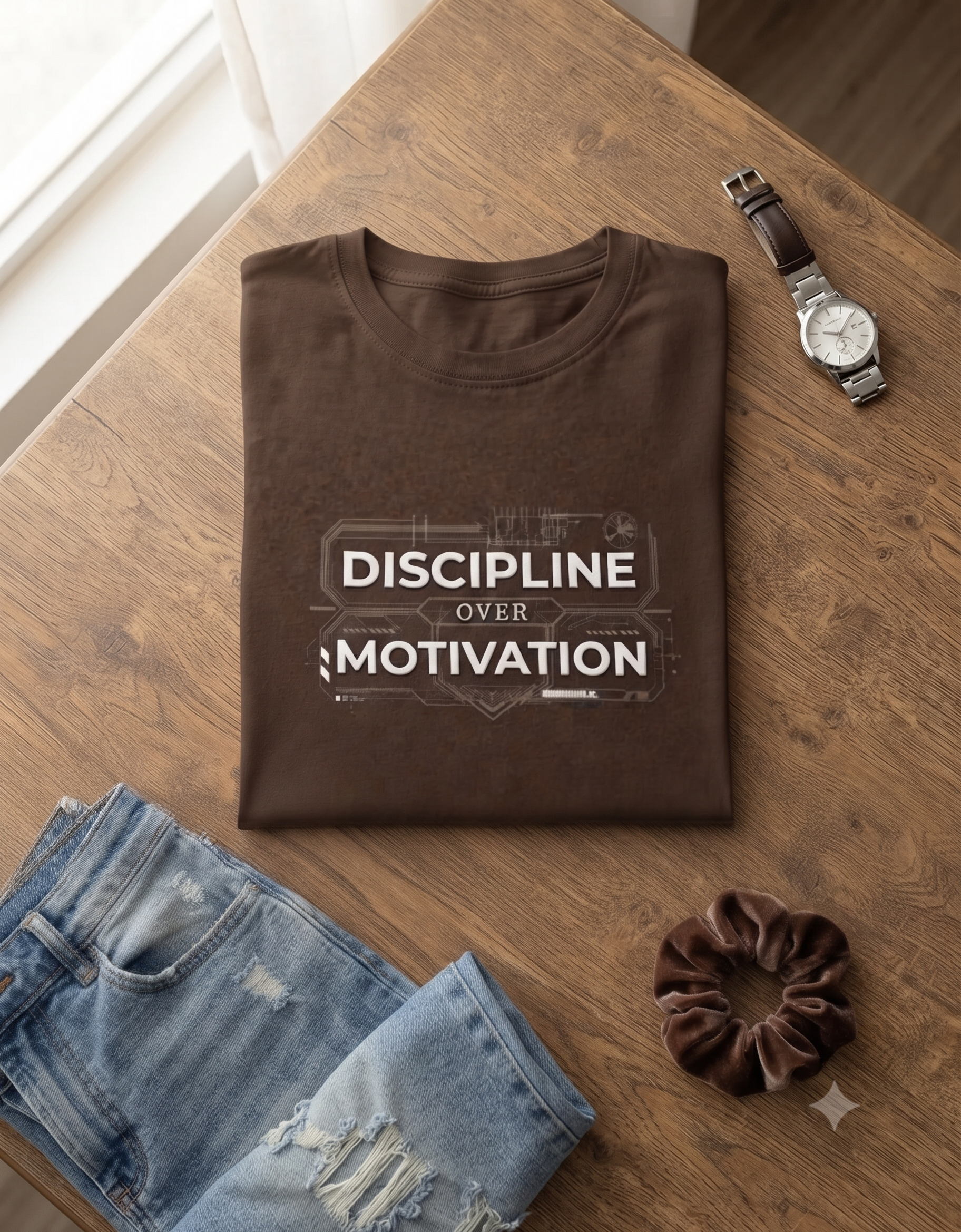 Discipline Over Motivation Blueprint Graphic Women's Classic T-Shirt – Tee
