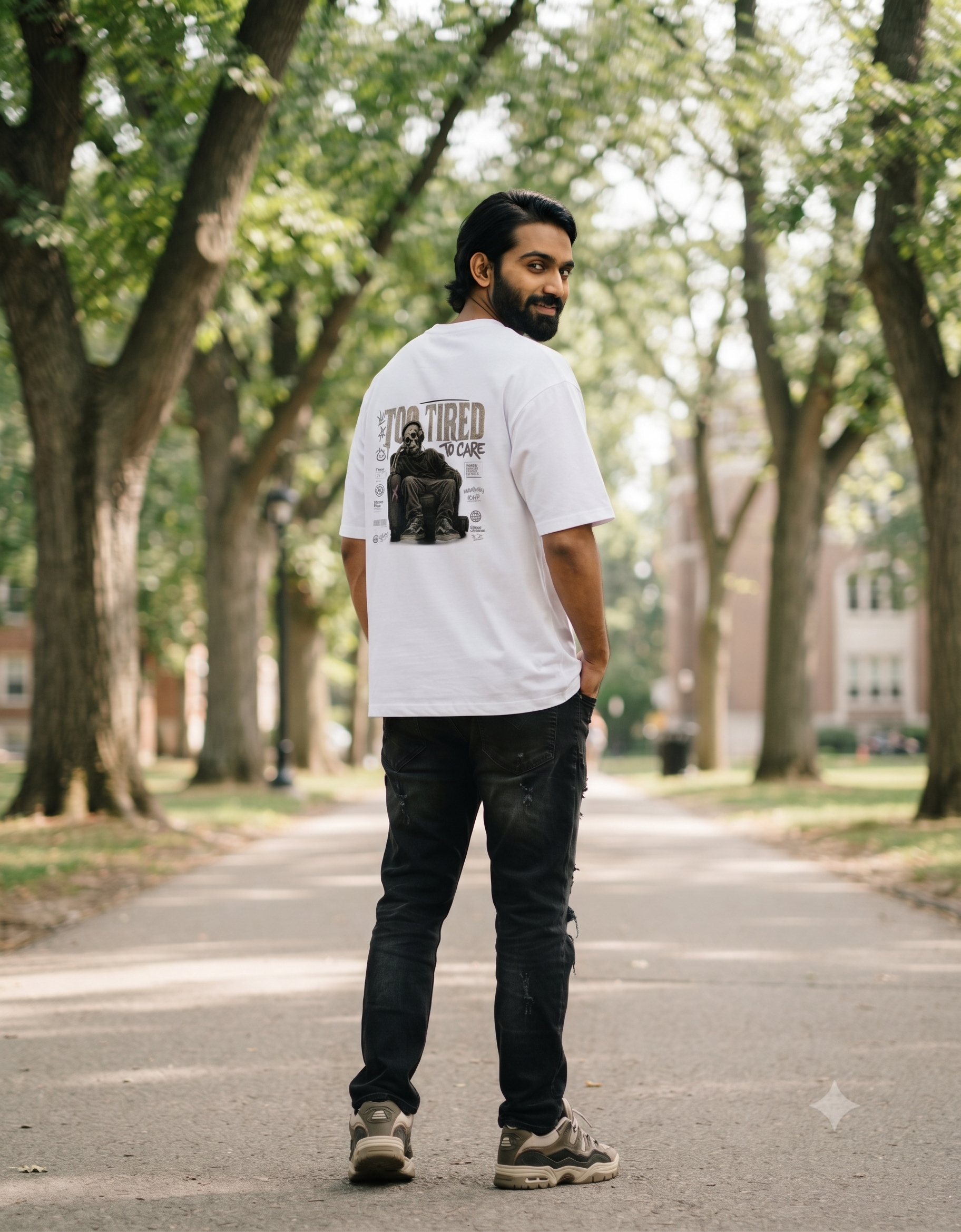Too Tired To Care Oversized T-Shirt – Men's Graphic Tee