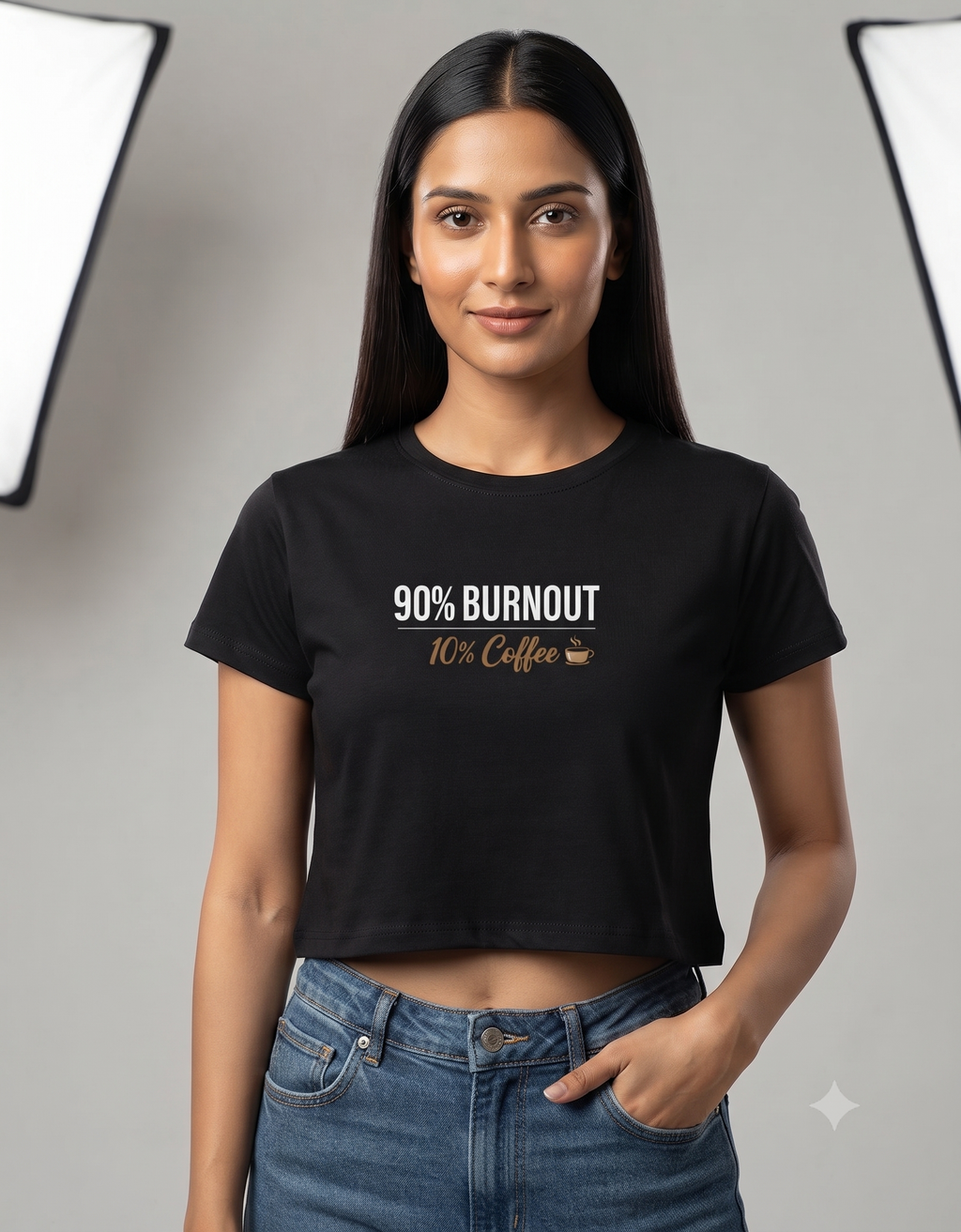 90% Burnout 10% Coffee Crop Top – Women's Graphic Tee