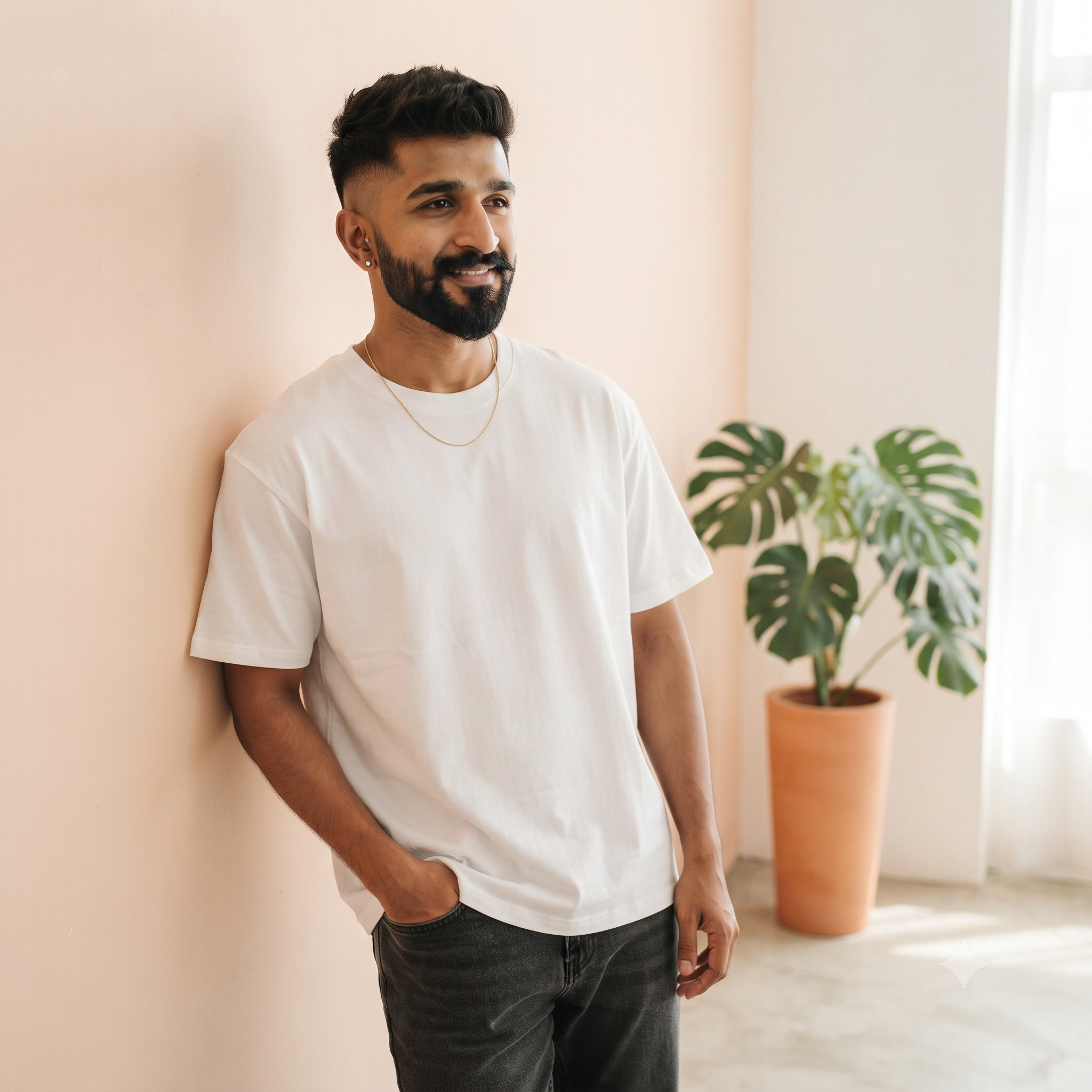 Plain	White	Oversized	T-Shirt