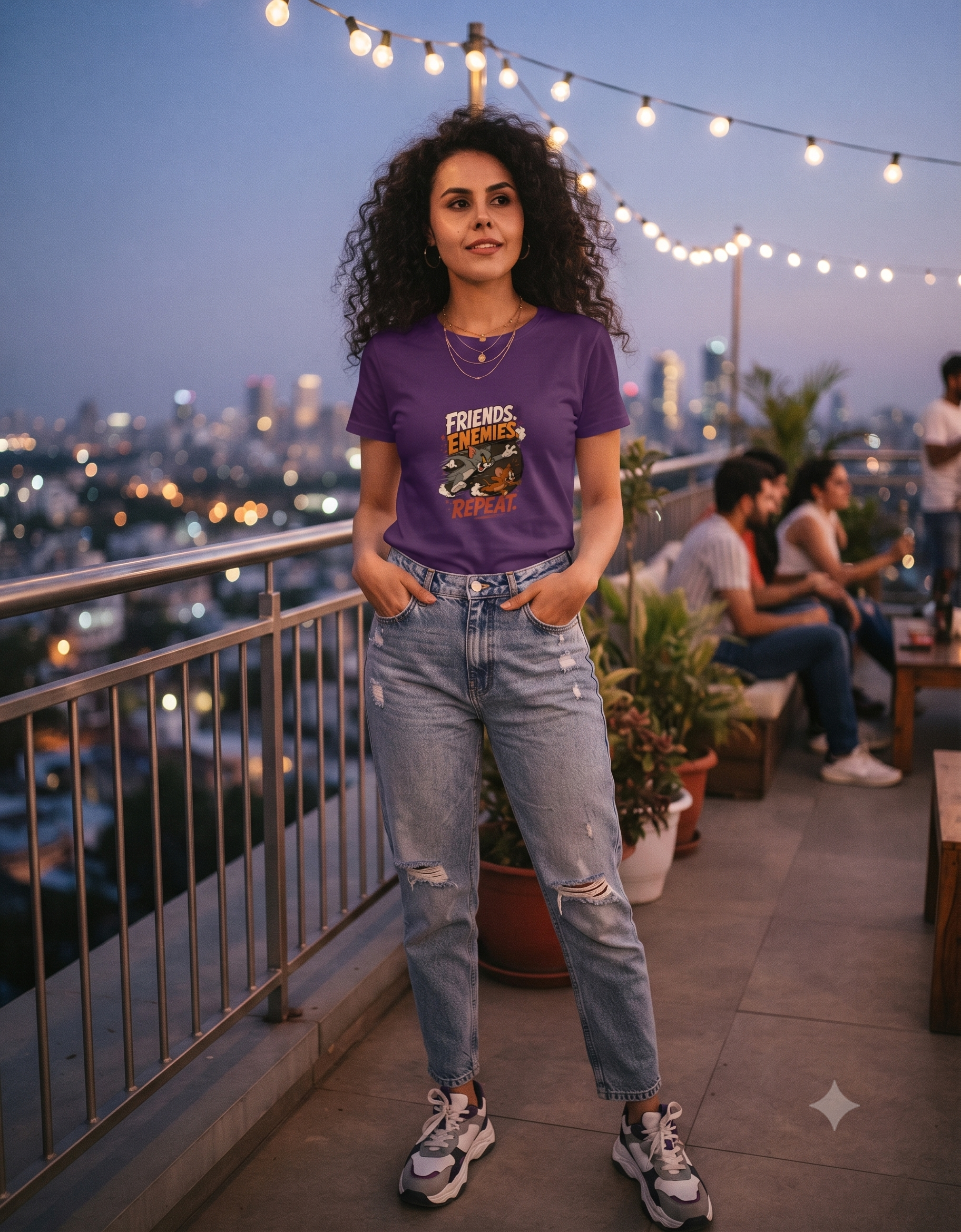 Friends Enemies Repeat Retro Comic Women's Classic T-Shirt – Graphic Tee