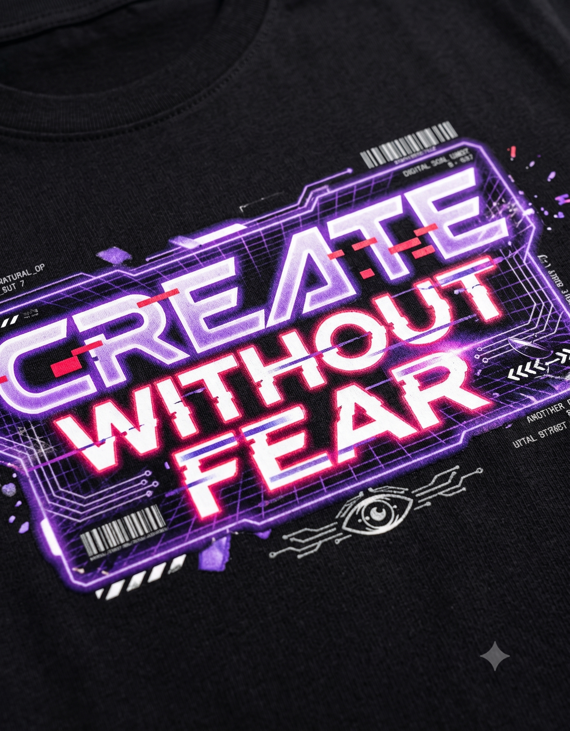 Create Without Fear Cyberpunk Neon Classic T-Shirt – Unisex Graphic Tee