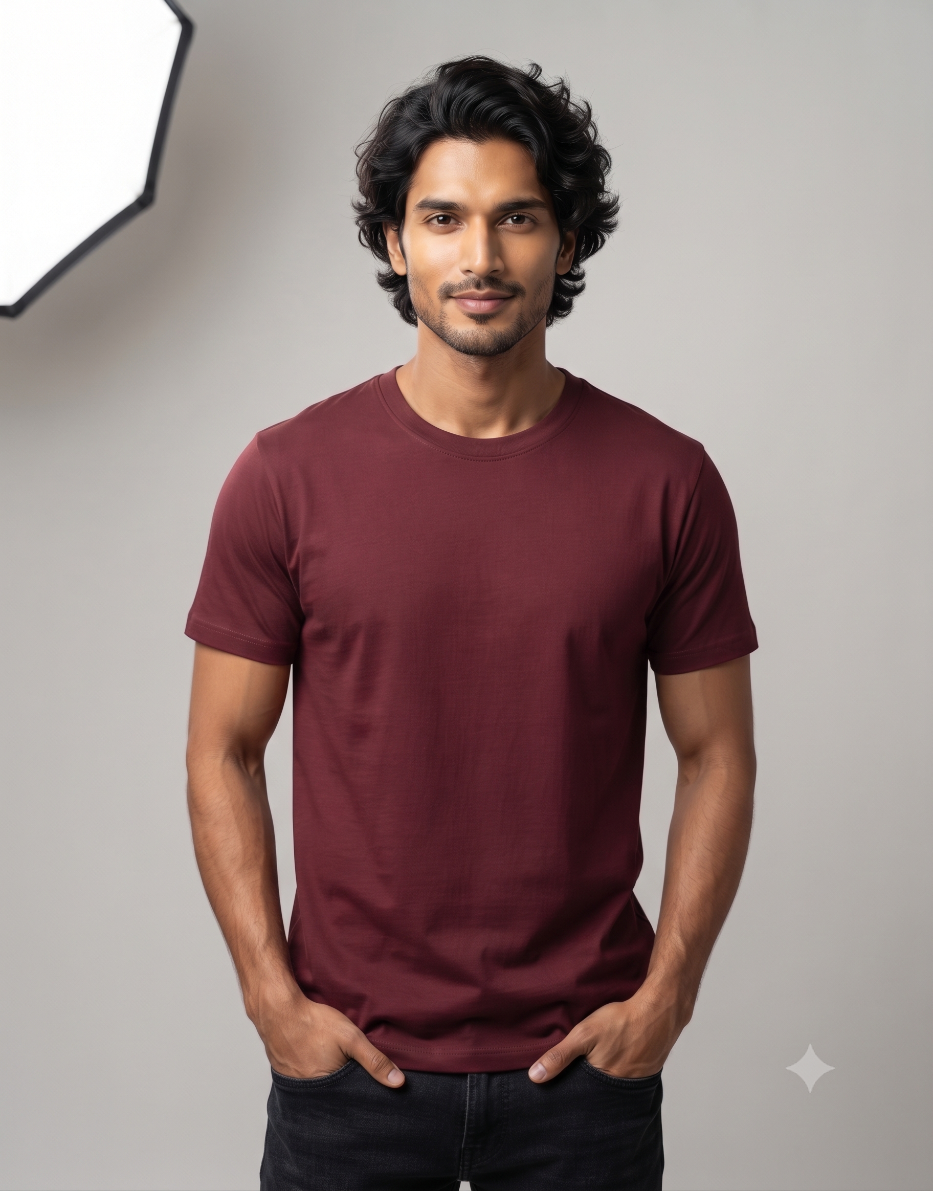 Plain	Maroon	T-Shirt